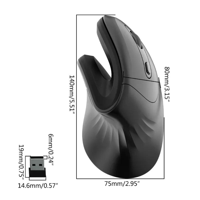 T27 Vertical Wireless Mouse Rechargeable Silent Click 1200-3200 DPI Ergonomic USB 2.4G Optical Mouse 400mAh Battery Mice Plug and Play