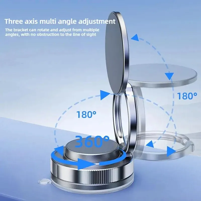 Strong Magnetic Phone Holder Foldable Design 360° Adjustable Vacuum Car Mount for Car Desk Bathroom Magnetic Bracket
