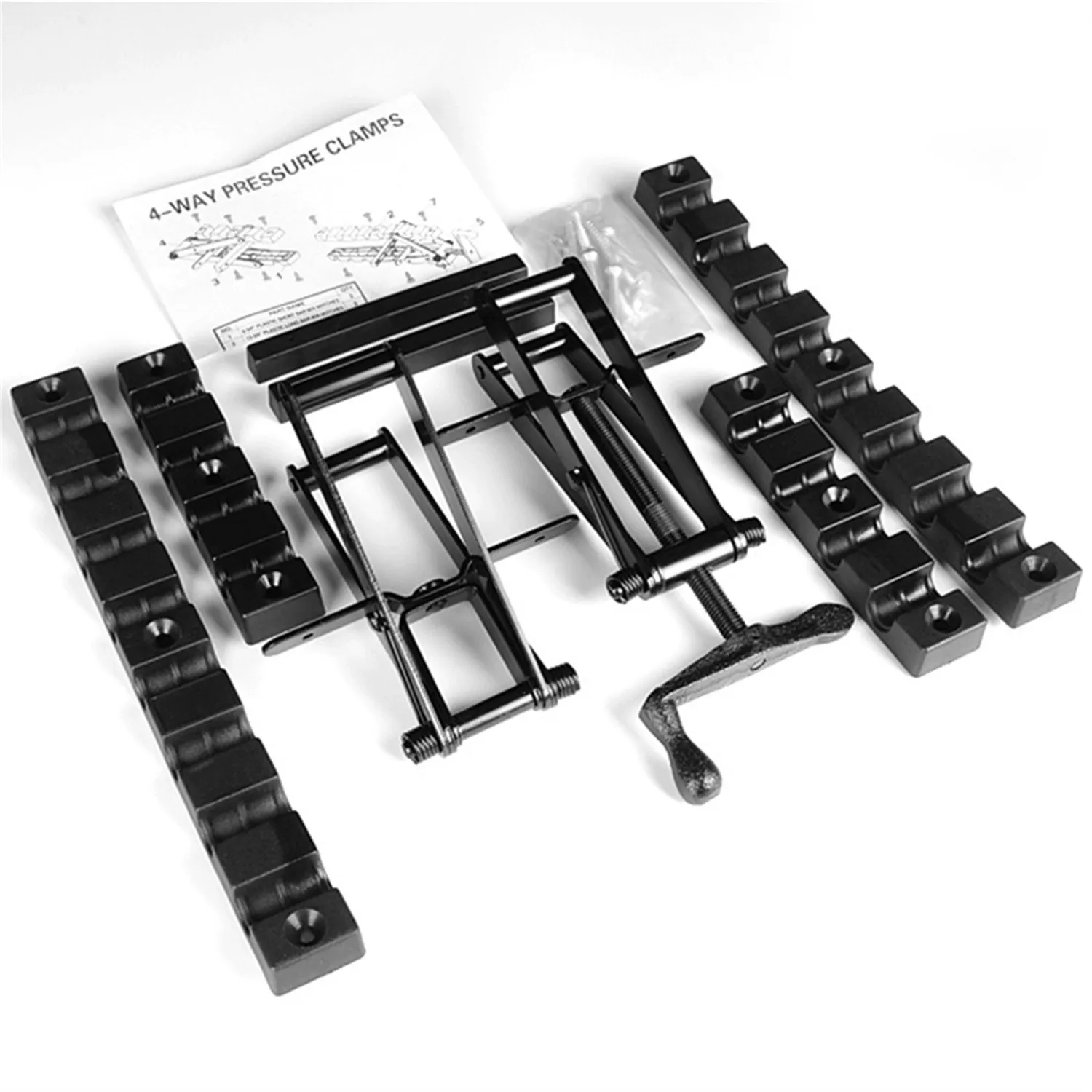 4 Way Pressure Clamps Kit Alloy Steel Panel Clamp System 1000 PSI Adjustable Woodworking Clamps for Table Tops Shelving Furniture Making