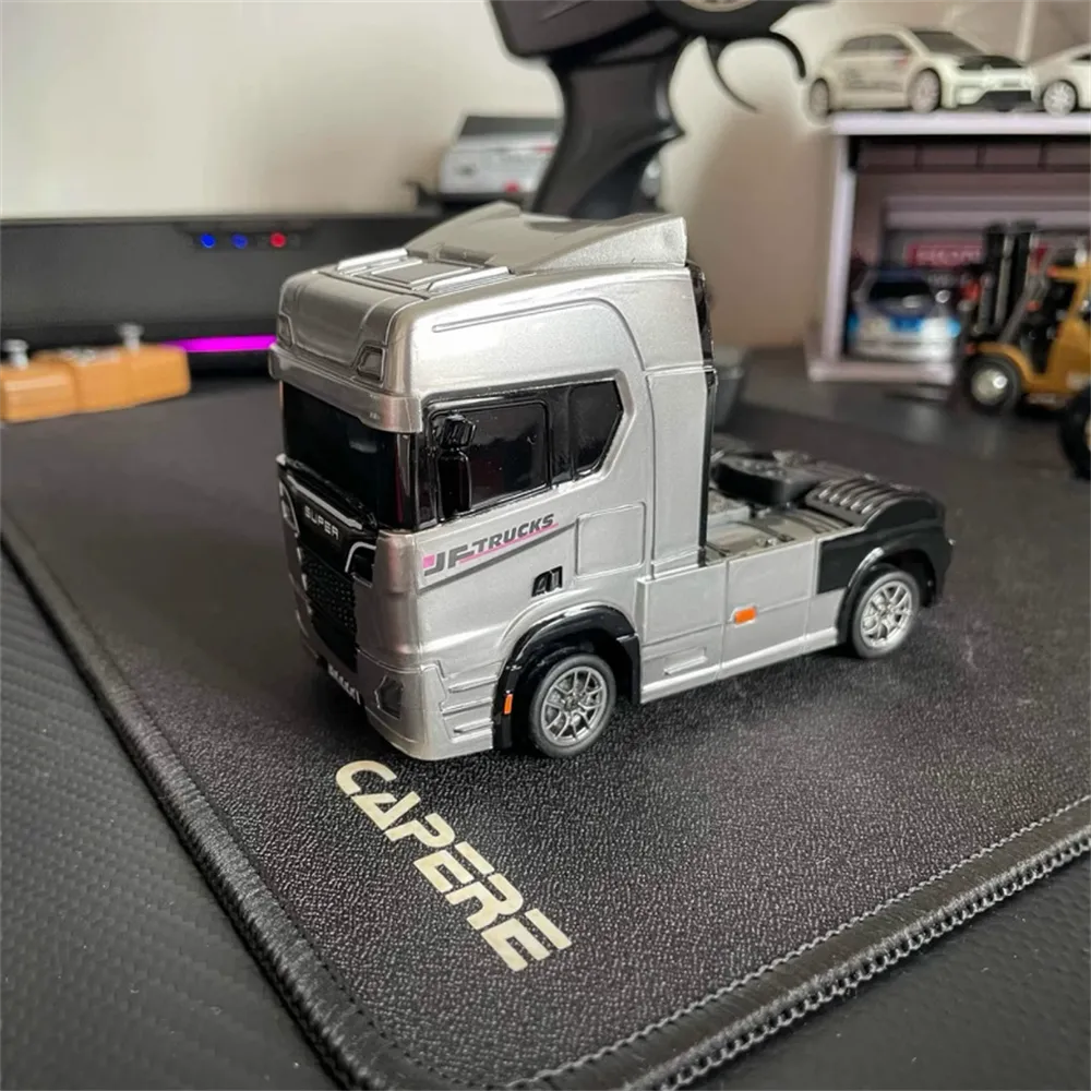 WENNANFENG BRRRRT S917 RTR 1/43 2.4G 4WD Mini RC Car Tractor Semi Truck Built-In Gyro Full Proportional Drift Dual Speed LED Lights Racing Vehicles Models Engineering Remote Control Toys