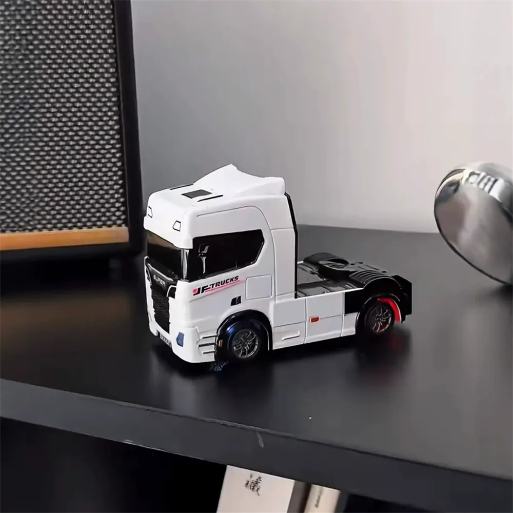 WENNANFENG BRRRRT S917 RTR 1/43 2.4G 4WD Mini RC Car Tractor Semi Truck Built-In Gyro Full Proportional Drift Dual Speed LED Lights Racing Vehicles Models Engineering Remote Control Toys