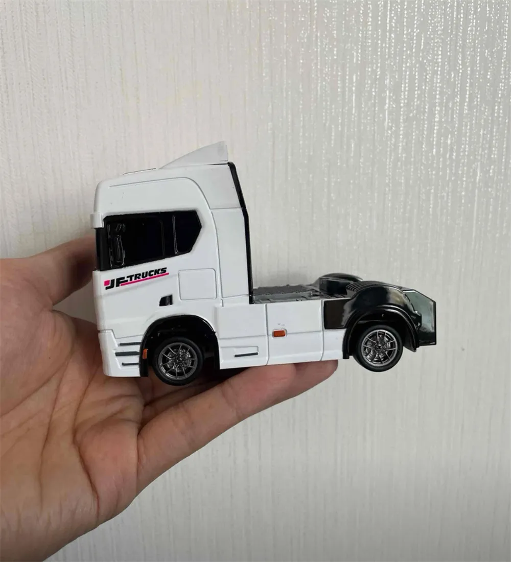 WENNANFENG BRRRRT S917 RTR 1/43 2.4G 4WD Mini RC Car Tractor Semi Truck Built-In Gyro Full Proportional Drift Dual Speed LED Lights Racing Vehicles Models Engineering Remote Control Toys
