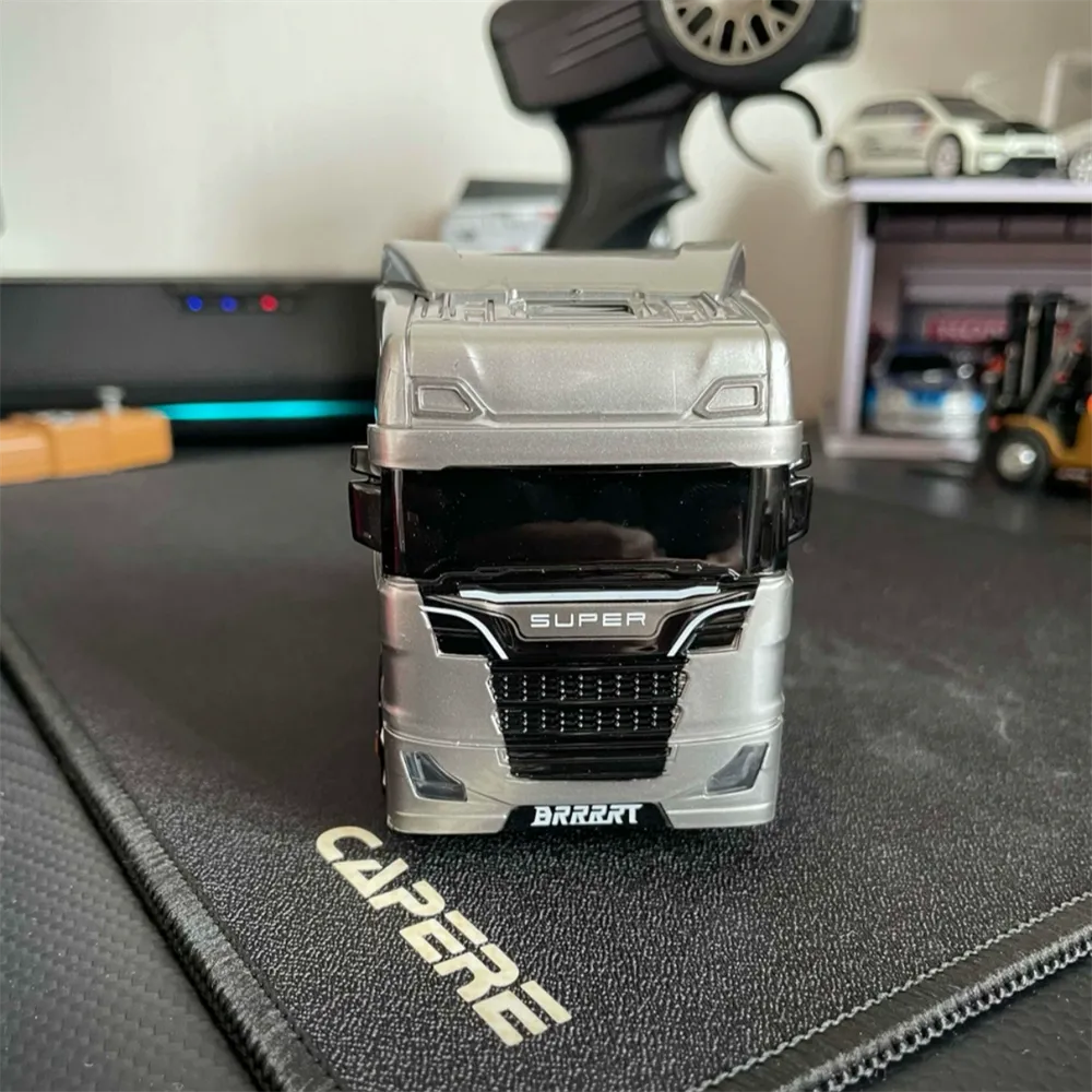 WENNANFENG BRRRRT S917 RTR 1/43 2.4G 4WD Mini RC Car Tractor Semi Truck Built-In Gyro Full Proportional Drift Dual Speed LED Lights Racing Vehicles Models Engineering Remote Control Toys