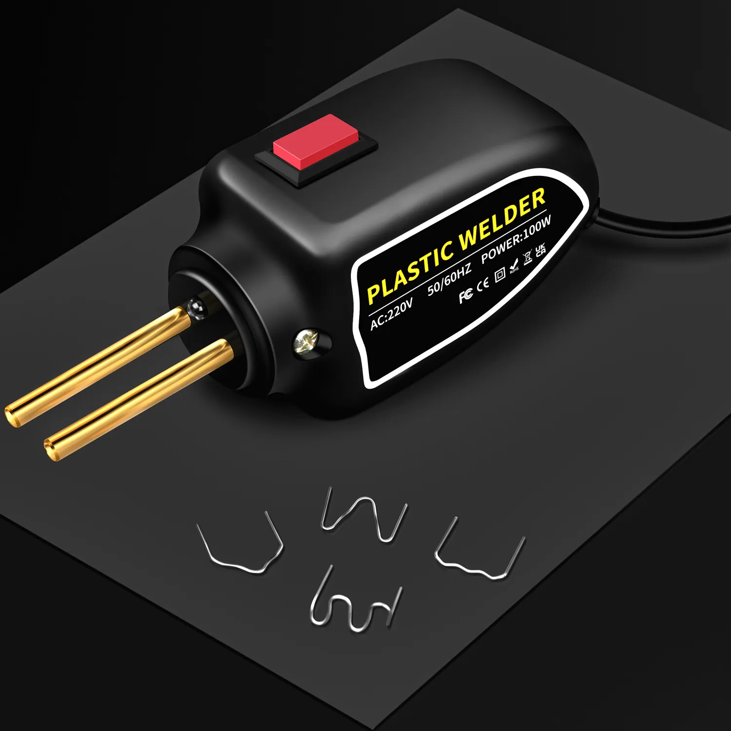 Plastic Welder 100W Portable Welding Machine Quick Heating Repair Tool for Bumpers Dashboards Plastic Cracks with 200 Hot Staples LED Indicator Compact Design