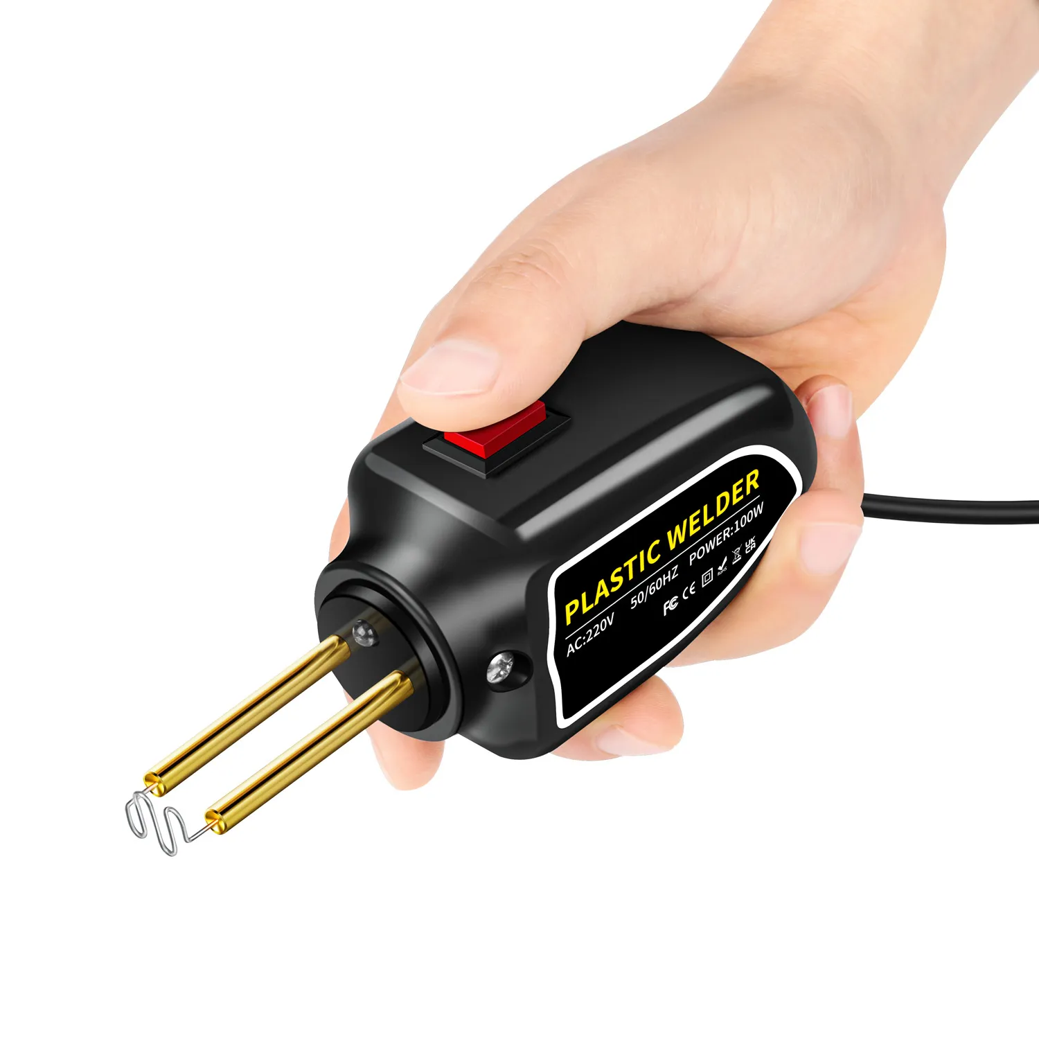 Plastic Welder 100W Portable Welding Machine Quick Heating Repair Tool for Bumpers Dashboards Plastic Cracks with 200 Hot Staples LED Indicator Compact Design