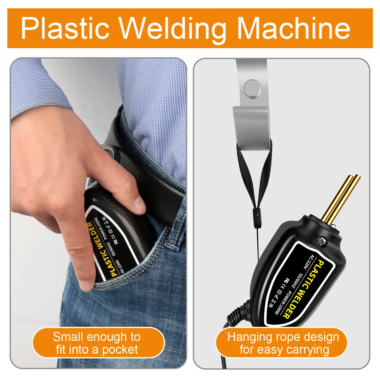 Plastic Welder 100W Portable Welding Machine Quick Heating Repair Tool for Bumpers Dashboards Plastic Cracks with 200 Hot Staples LED Indicator Compact Design