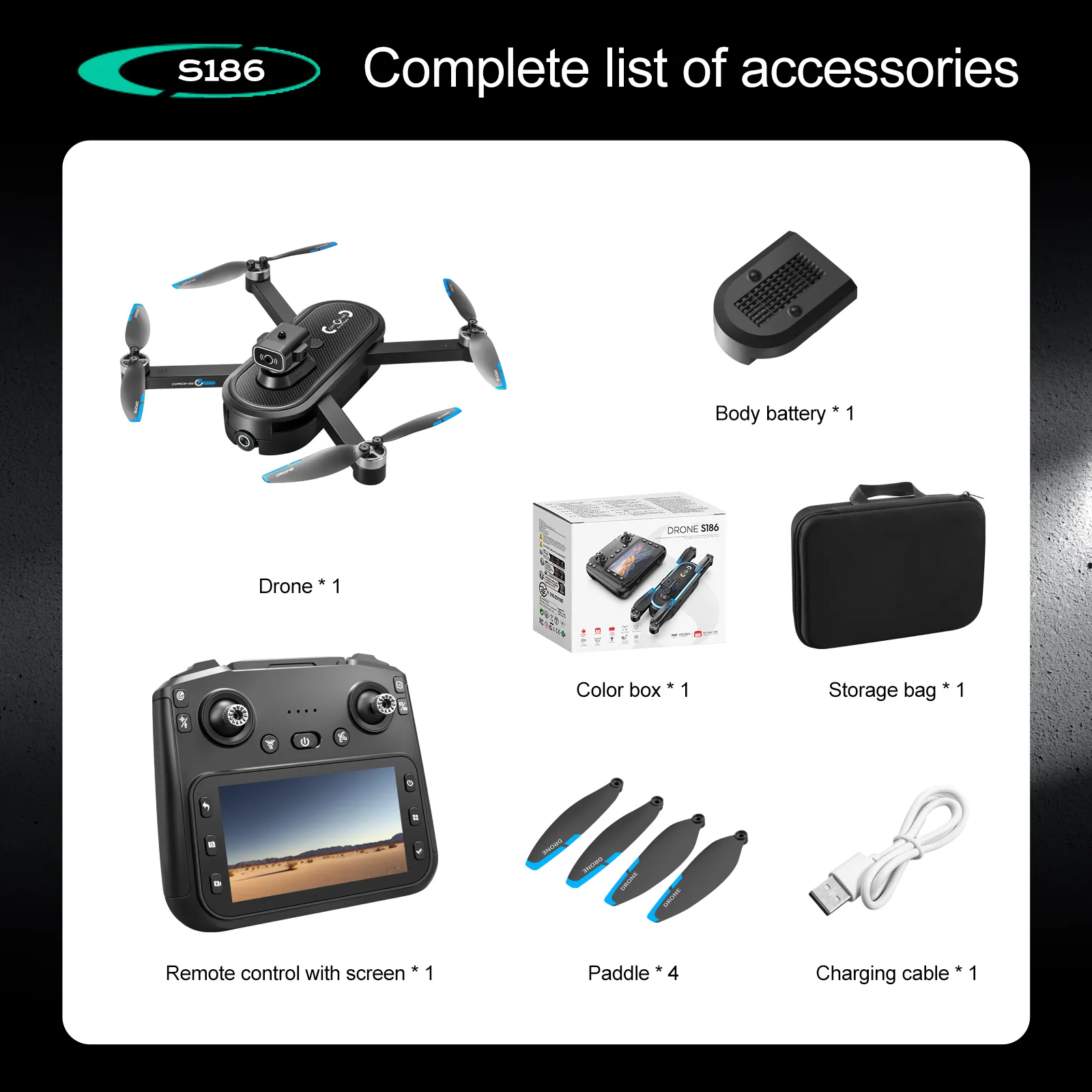 YLR/C S186 WiFi FPV with 5.9inch LCD Screen Controller HD Dual Camera Servo Gimbal 360° Obstacle Avoidance Brushless Foldable RC Drone Quadcopter RTF YLR/C S186 WiFi FPV with 5.9inch LCD Screen Controller HD Dual Camera Servo Gimbal 360° Obstacle Avoidance Brushless Foldable RC Drone Quadcopter RTF