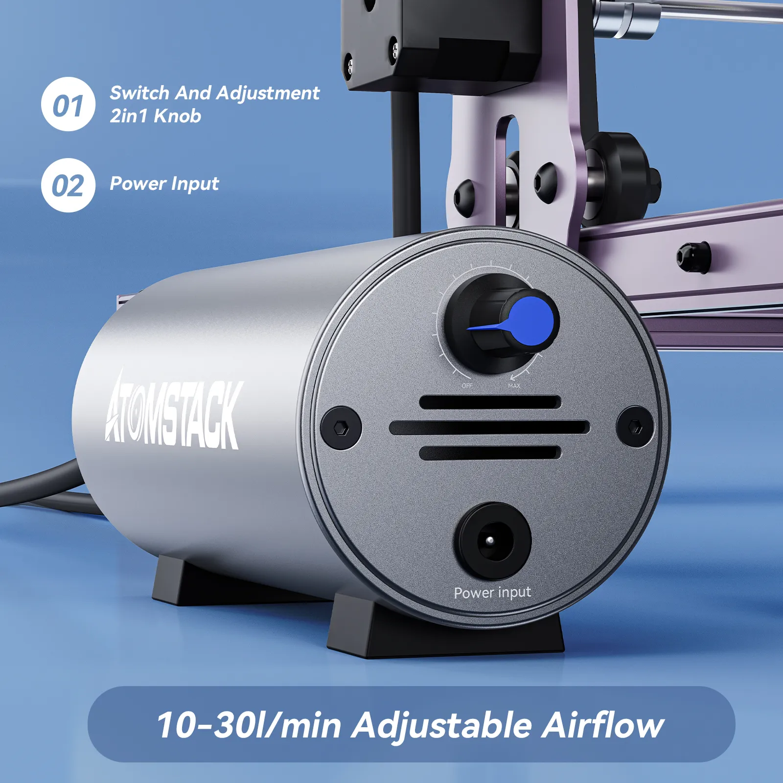 [US Direct] Refurbished Atomstack F30 Air Assist System for Laser Engraving Machine Laser Cutting Engraving Air-assisted Accessories Super Airflow