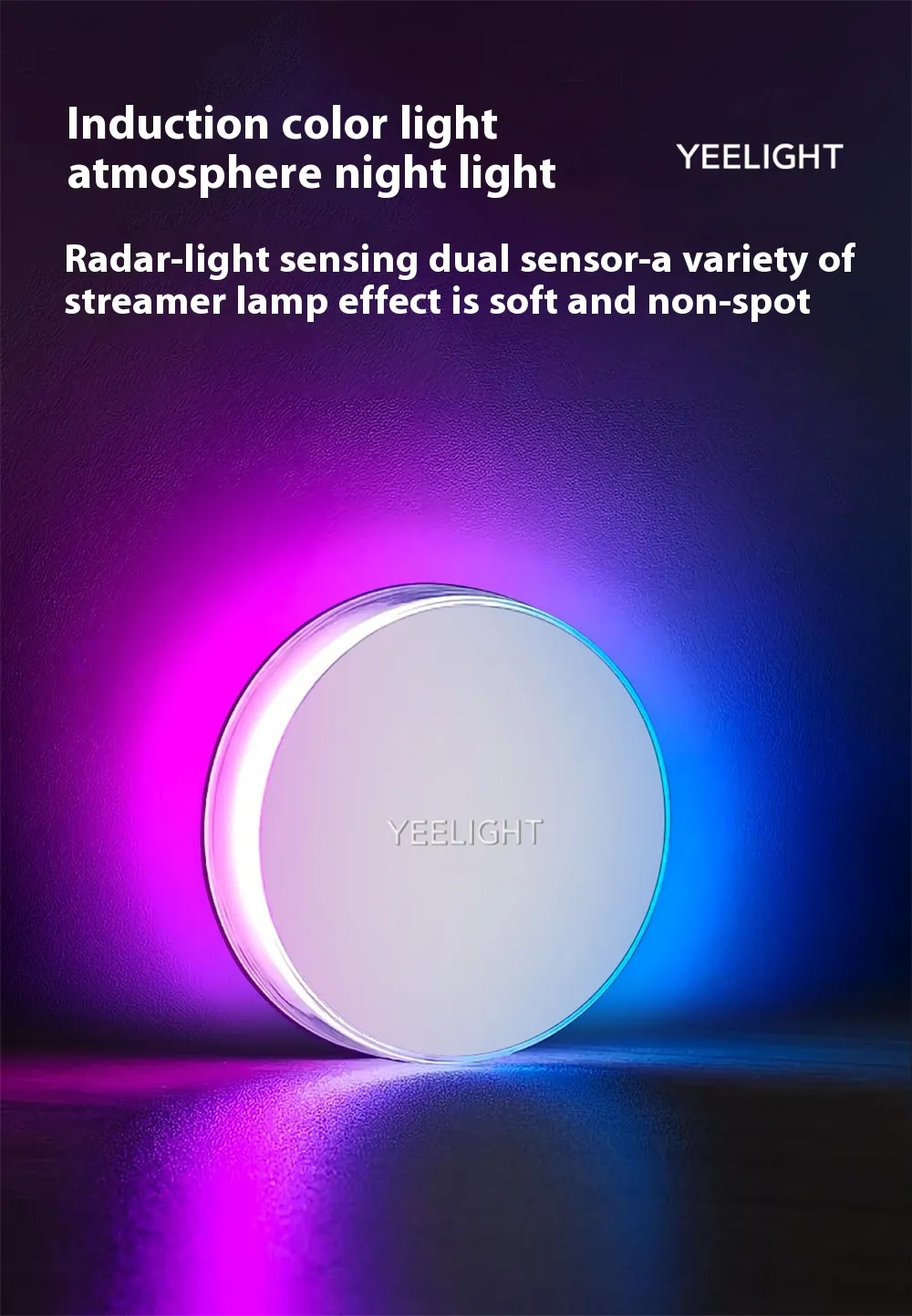 Yeelight RGB Magnetic Sensor Night Light Dual Sensor 30-LED Soft Glow 750mAh Type-C Rechargeable Magnetic Night Lamp