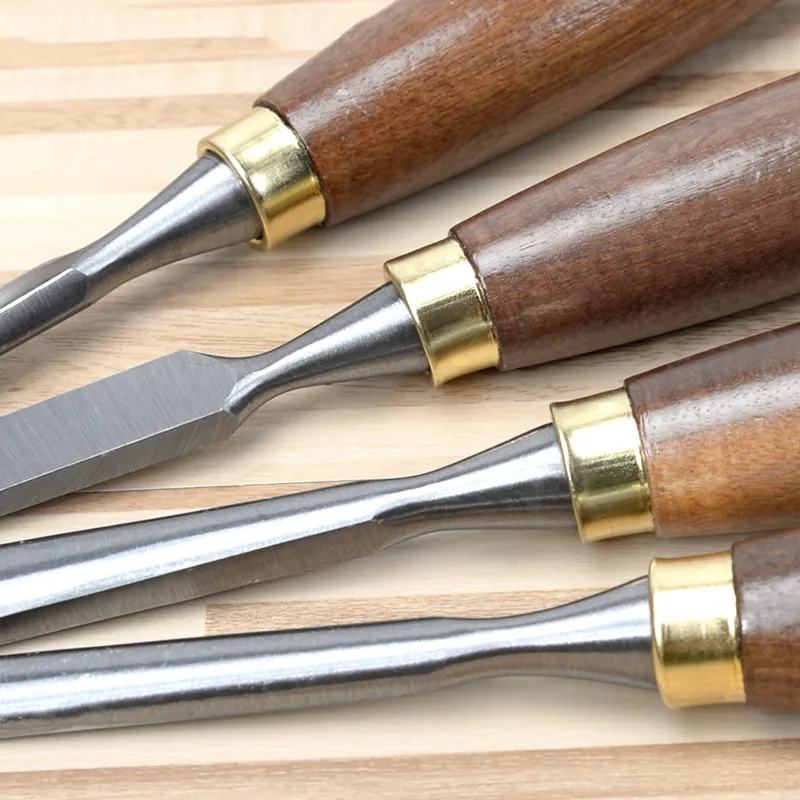 MYTEC 12pcs Wood Carving Chisel Set Walnut Handle 65Mn High Carbon Steel Sharp Blade Professional Woodworking Carving Tools