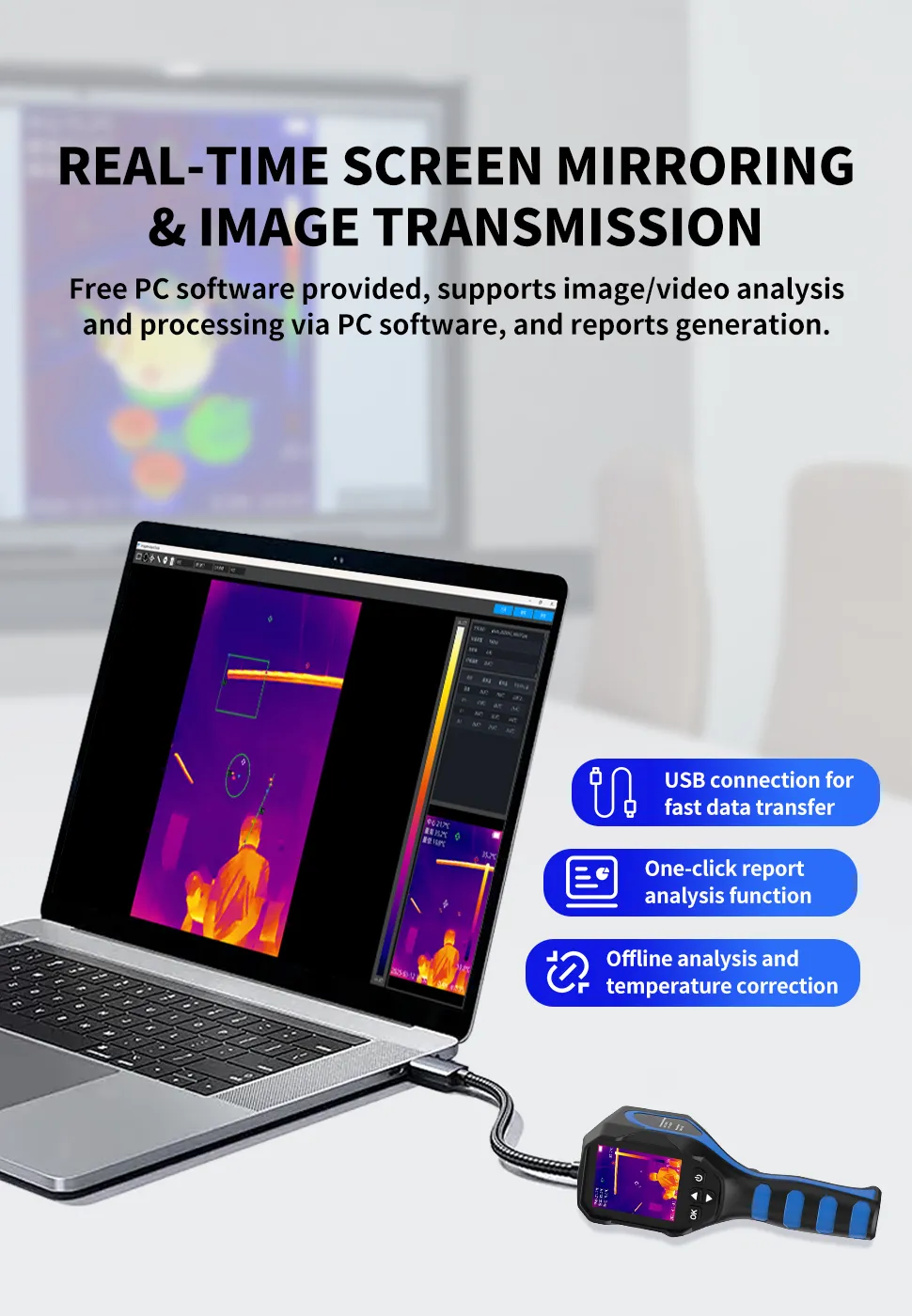 MUSTOOL Thermal Imager 256x192 Visible light High Resolution Infrared Camera Wide Temperature Range Industrial 550℃ Handheld Thermal Imaging Device Rechargeable Battery MUSTOOL Thermal Imager 256x192 Visible light High Resolution Infrared Camera Wide Temperature Range Industrial 550℃ Handheld Thermal Imaging Device Rechargeable Battery