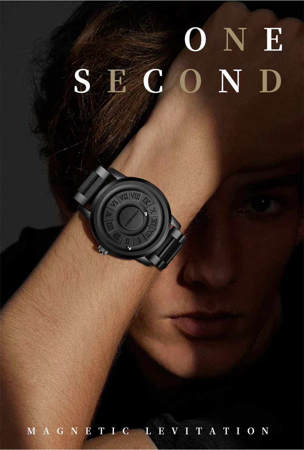Creative Scrolling Stylish Black Dial Rotating Magnetic Bead Watch Roman Numerals Unique Men Wristwatch Creative Scrolling Stylish Black Dial Rotating Magnetic Bead Watch Roman Numerals Unique Men Wristwatch