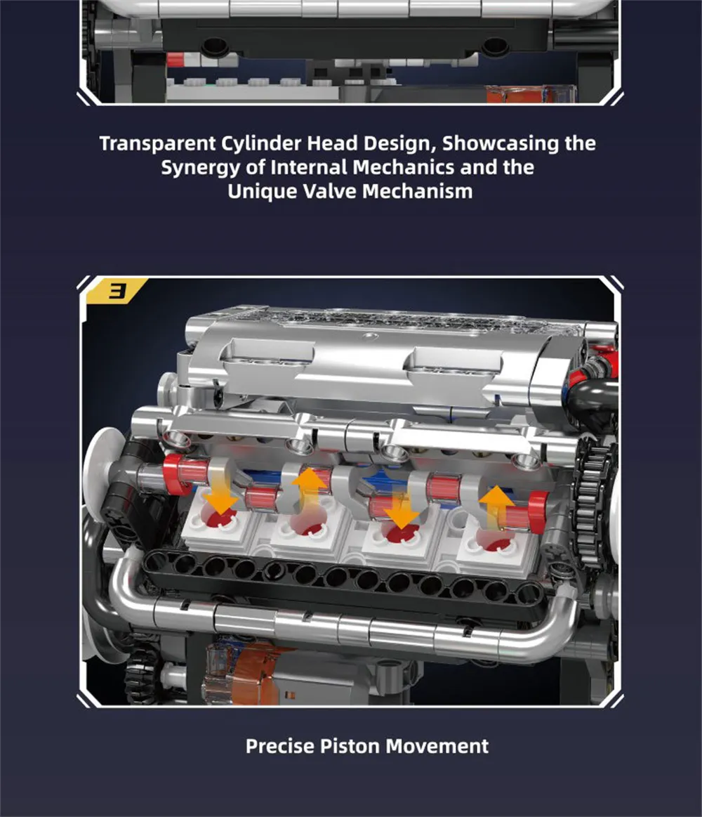 Mould King 10088 Technical Car Building Block MOC Motorized V8 Engine Model Brick Assembly Kit 535+PCS Excellent STEAM Science Education Discovery Toys Children Gifts