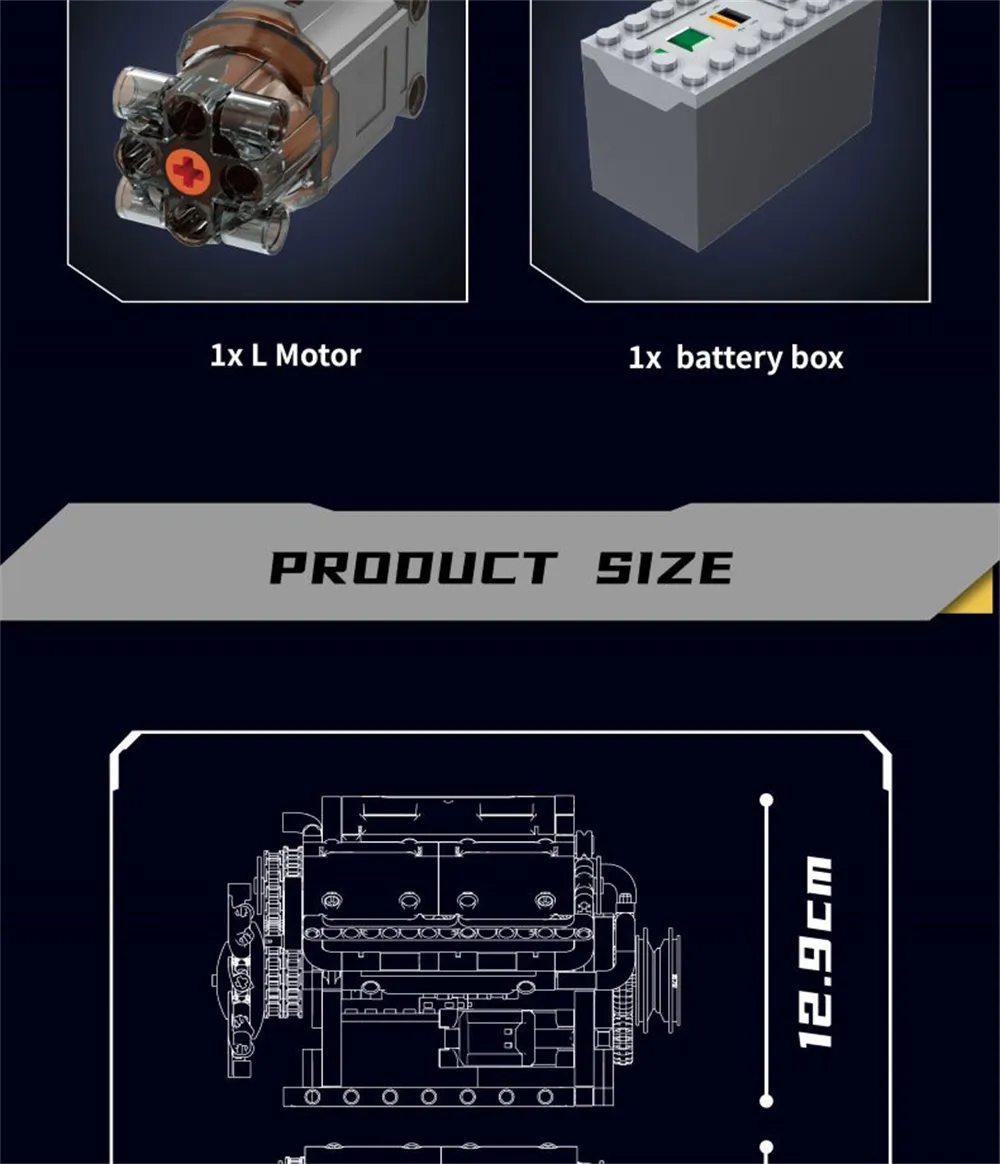 Mould King 10088 Technical Car Building Block MOC Motorized V8 Engine Model Brick Assembly Kit 535+PCS Excellent STEAM Science Education Discovery Toys Children Gifts