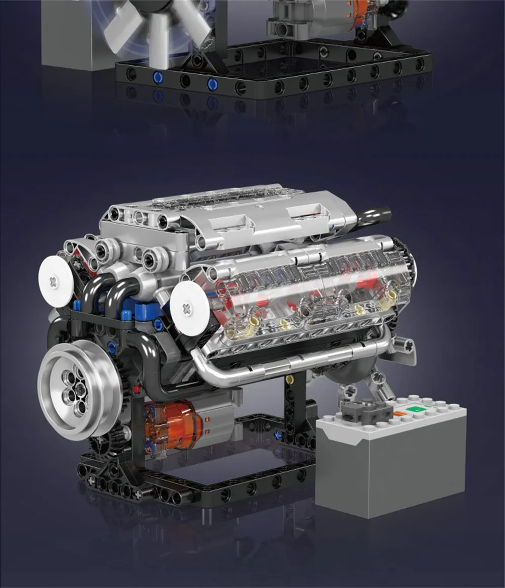 Mould King 10088 Technical Car Building Block MOC Motorized V8 Engine Model Brick Assembly Kit 535+PCS Excellent STEAM Science Education Discovery Toys Children Gifts