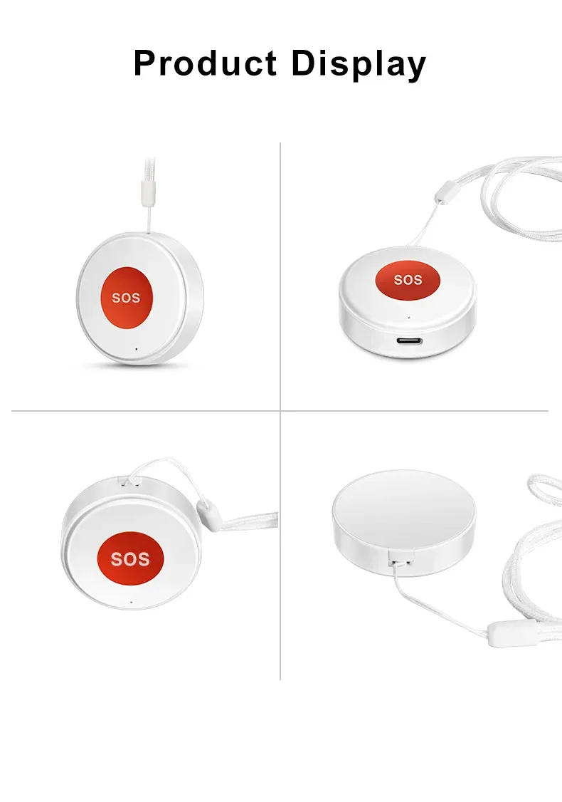 Tuya WiFi Smart SOS Call Button Wireless Caregiver Pager Phone Alert Transmitter Emergency Call Button for Kids Elderly Patient