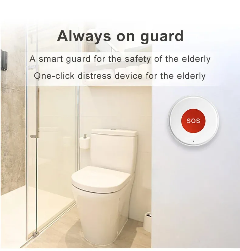 Tuya WiFi Smart SOS Call Button Wireless Caregiver Pager Phone Alert Transmitter Emergency Call Button for Kids Elderly Patient