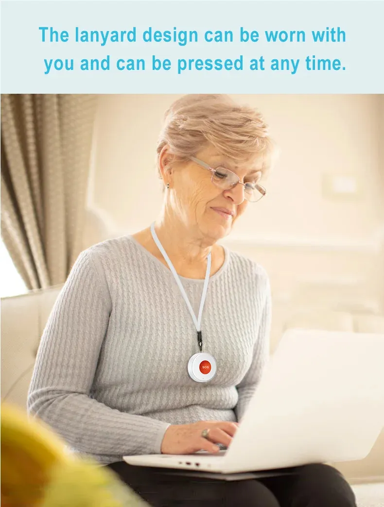 Tuya WiFi Smart SOS Call Button Wireless Caregiver Pager Phone Alert Transmitter Emergency Call Button for Kids Elderly Patient