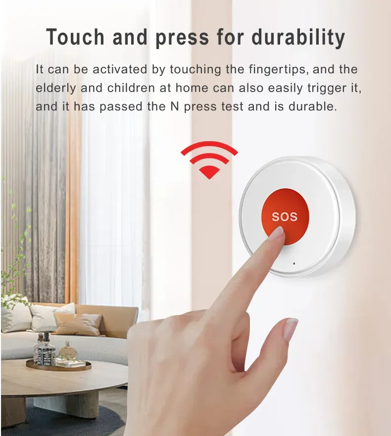 Tuya WiFi Smart SOS Call Button Wireless Caregiver Pager Phone Alert Transmitter Emergency Call Button for Kids Elderly Patient