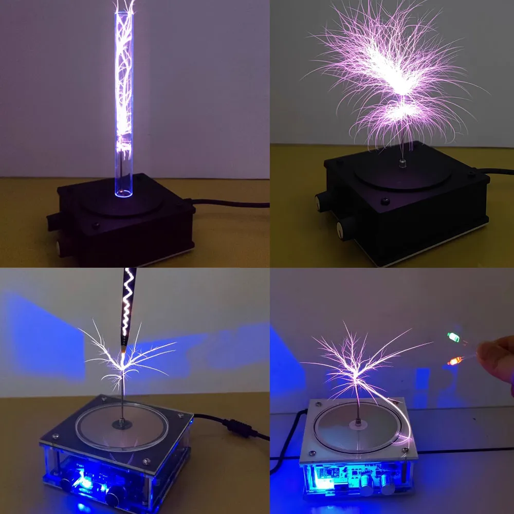 Handheld Powerful Arc Music Playing Tesla Coil Flat PCB Design 10cm Arc High Frequency Bluetooth Wireless Lighting Tesla Coil Science Experiment Decorative Gadget