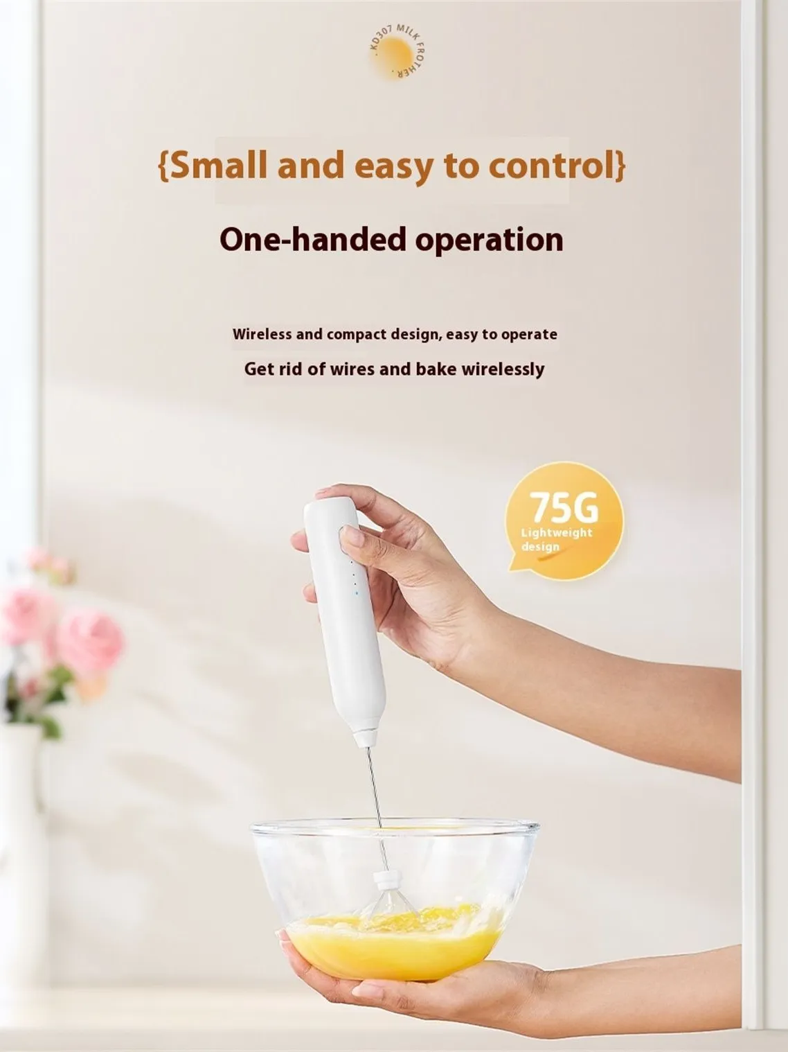 Portable USB Rechargeable Milk Frother Handheld Mixer For Making Coffee Lattes And Smooth Cream