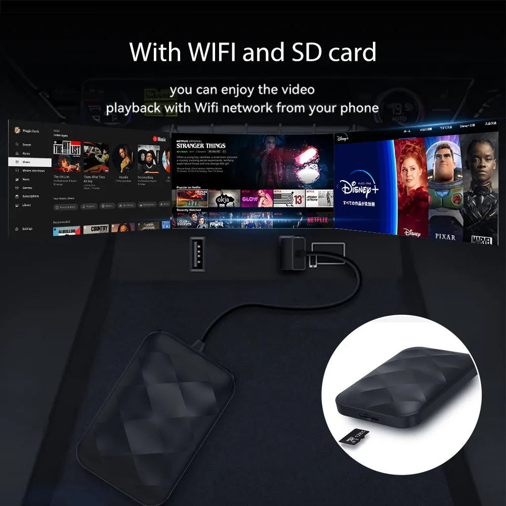 3-IN-1 Wireless Android14 Carplay Android Auto Adapter Upgrade Plug&Play For Youtube Netflix Dongle Wireless Car AI TV BOX