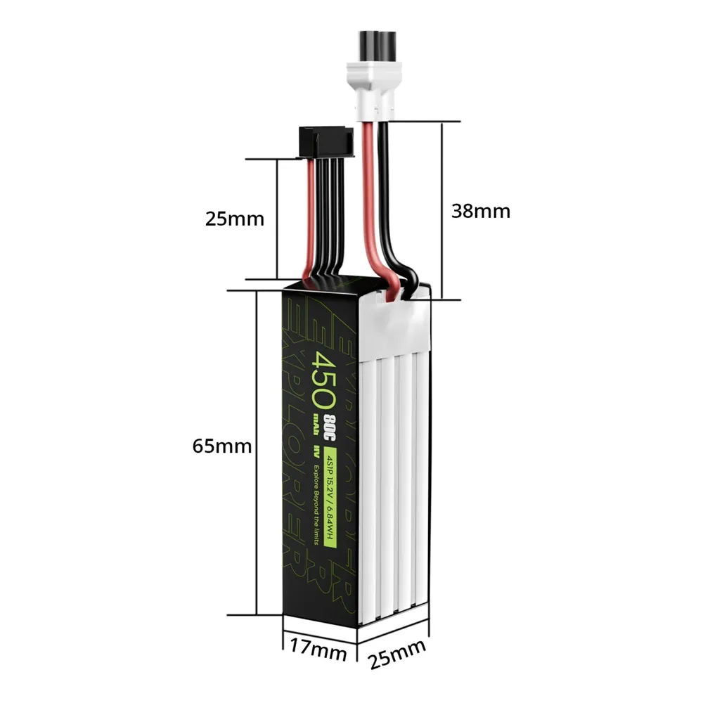Flywoo Explorer 15.2V 450mAh 4S 80C LiHV Battery XT30 Plug for RC Drone Flywoo Explorer 15.2V 450mAh 4S 80C LiHV Battery XT30 Plug for RC Drone