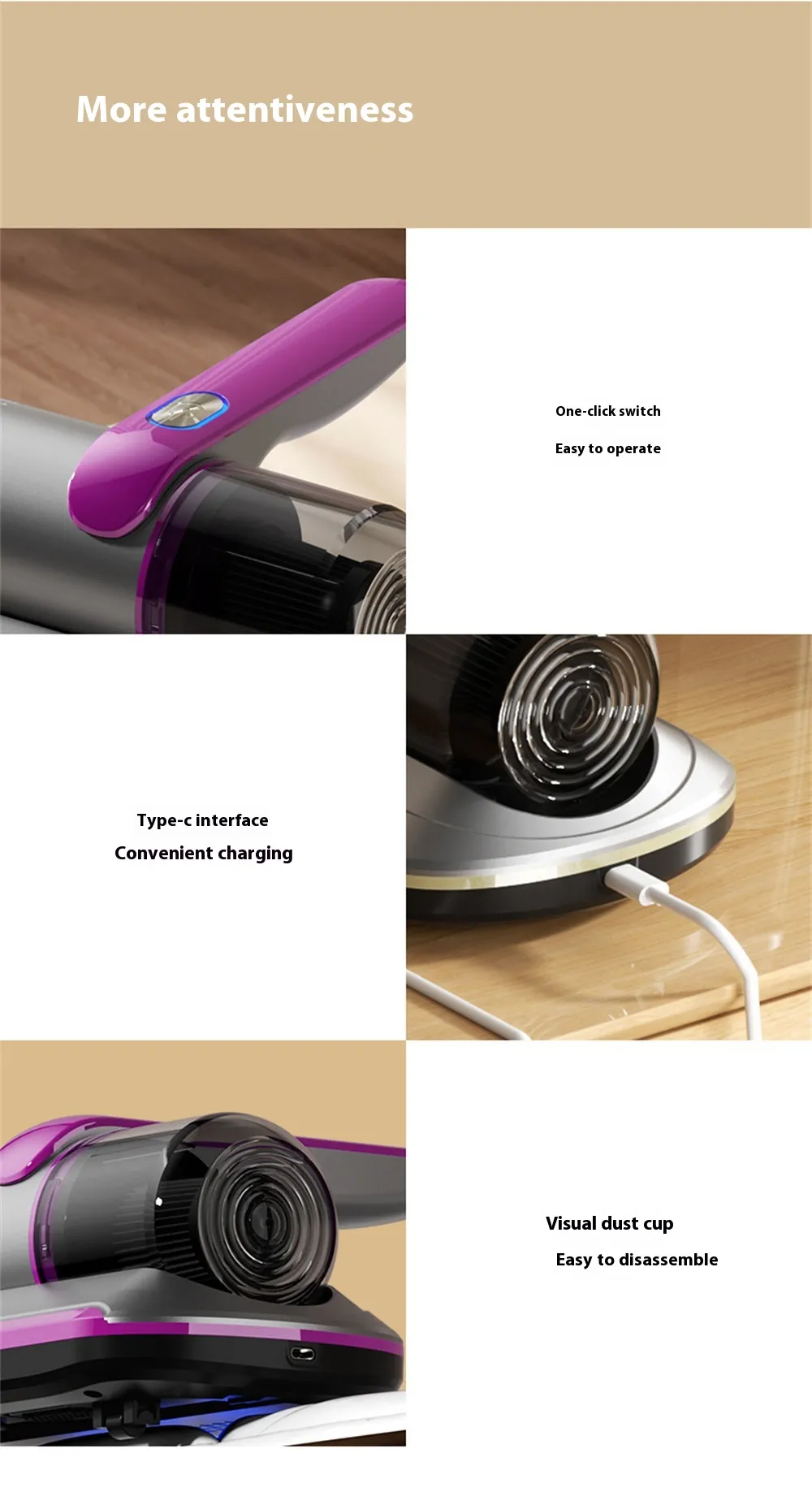 Tevorex Wireless Handheld Vacuum Cleaner 6000Pa Chargeable Mite Removal Device Lightweight Vacuum Cleaner for Bed Car Pet Tevorex Wireless Handheld Vacuum Cleaner 6000Pa Chargeable Mite Removal Device Lightweight Vacuum Cleaner for Bed Car Pet