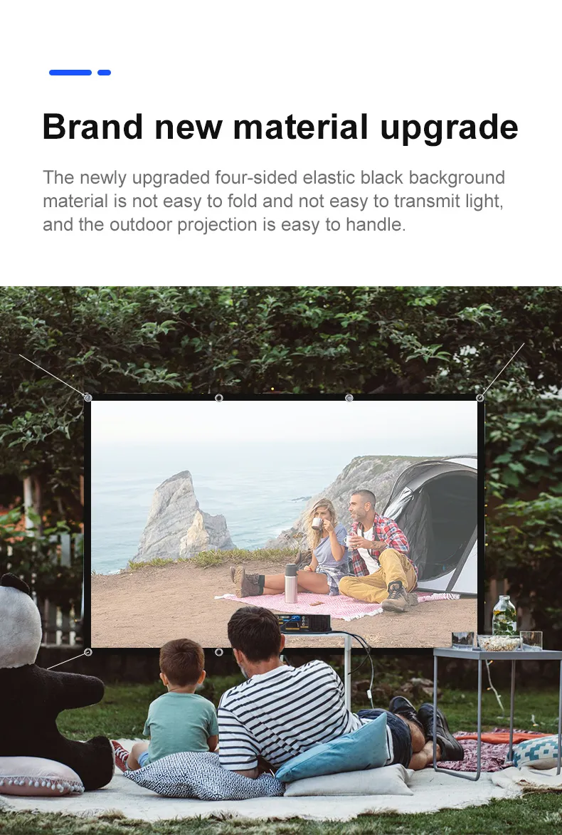 100/120 Inch Portable Foldable HD Projector Screen 16:9 Aspect Ratio Black Backing Outdoor Movie Screen for Home Theater Wide 160 Degree Viewing Angle Easy Installation 100/120 Inch Portable Foldable HD Projector Screen 16:9 Aspect Ratio Black Backing Outdoor Movie Screen for Home Theater Wide 160 Degree Viewing Angle Easy Installation