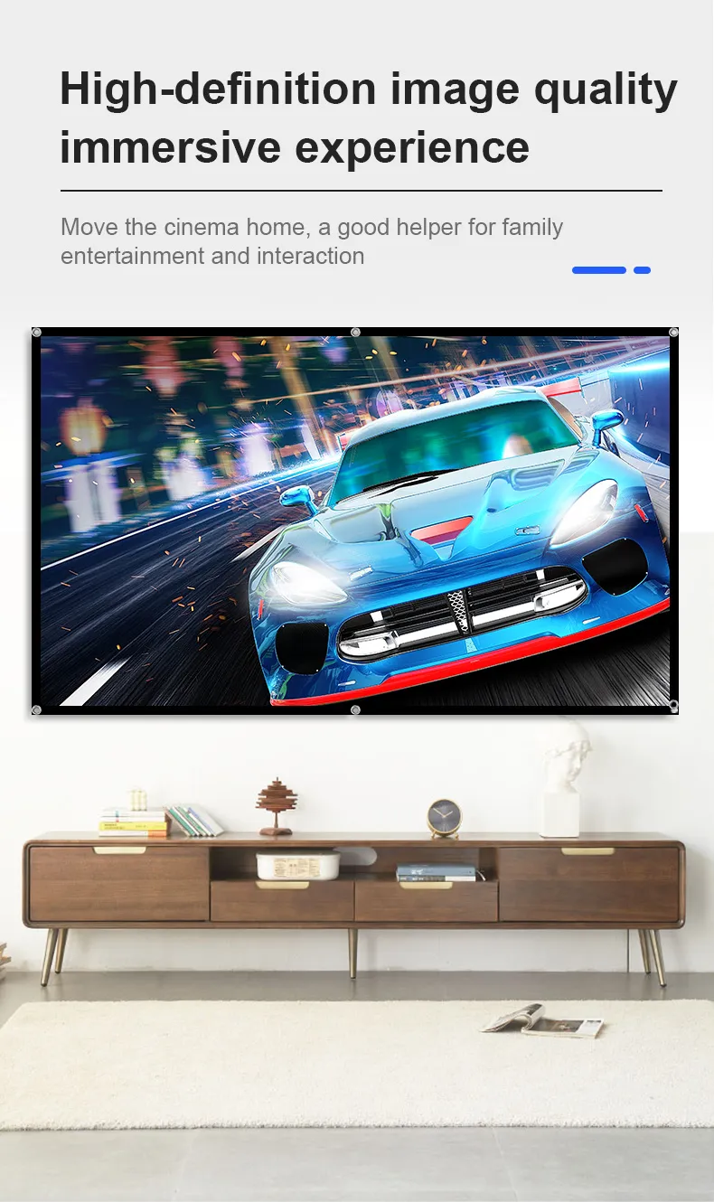 100/120 Inch Portable Foldable HD Projector Screen 16:9 Aspect Ratio Black Backing Outdoor Movie Screen for Home Theater Wide 160 Degree Viewing Angle Easy Installation 100/120 Inch Portable Foldable HD Projector Screen 16:9 Aspect Ratio Black Backing Outdoor Movie Screen for Home Theater Wide 160 Degree Viewing Angle Easy Installation