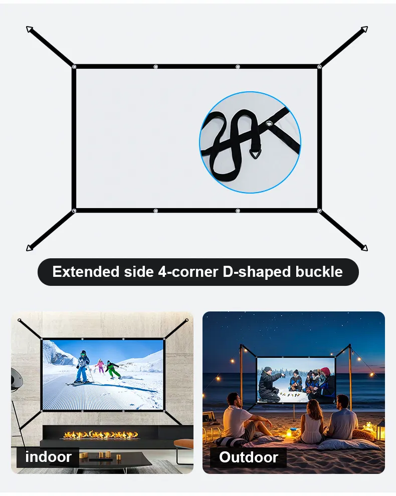 MIXITO D-Buckle 100/120 Inch Portable Projector Screen Outdoor Indoor Movie Screen 170° Wide Viewing Angle Easy Setup 4K Compatible Lightweight for Home Theater Backyard Cinema Parties MIXITO D-Buckle 100/120 Inch Portable Projector Screen Outdoor Indoor Movie Screen 170° Wide Viewing Angle Easy Setup 4K Compatible Lightweight for Home Theater Backyard Cinema Parties