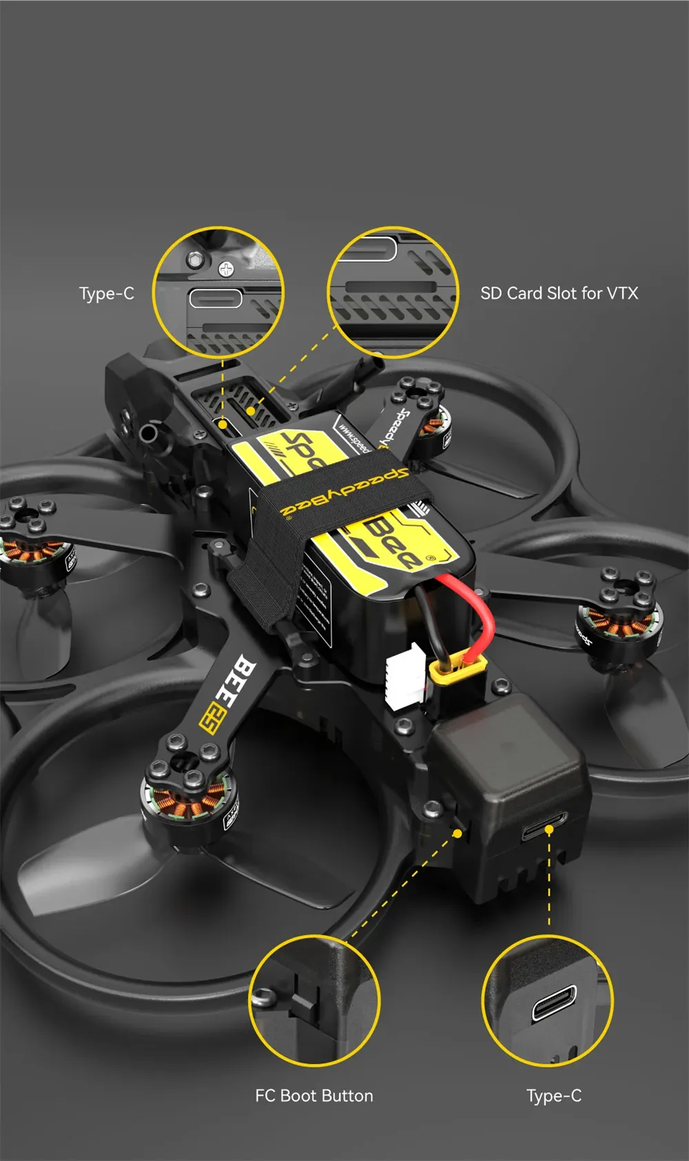SpeedyBee Bee25 Power HD O4 Pro 120mm 2.5 Inch 4S Cinewhoop RC FPV Racing Drone PNP BNF with F405 35A AIO Digital System SpeedyBee Bee25 Power HD O4 Pro 120mm 2.5 Inch 4S Cinewhoop RC FPV Racing Drone PNP BNF with F405 35A AIO Digital System
