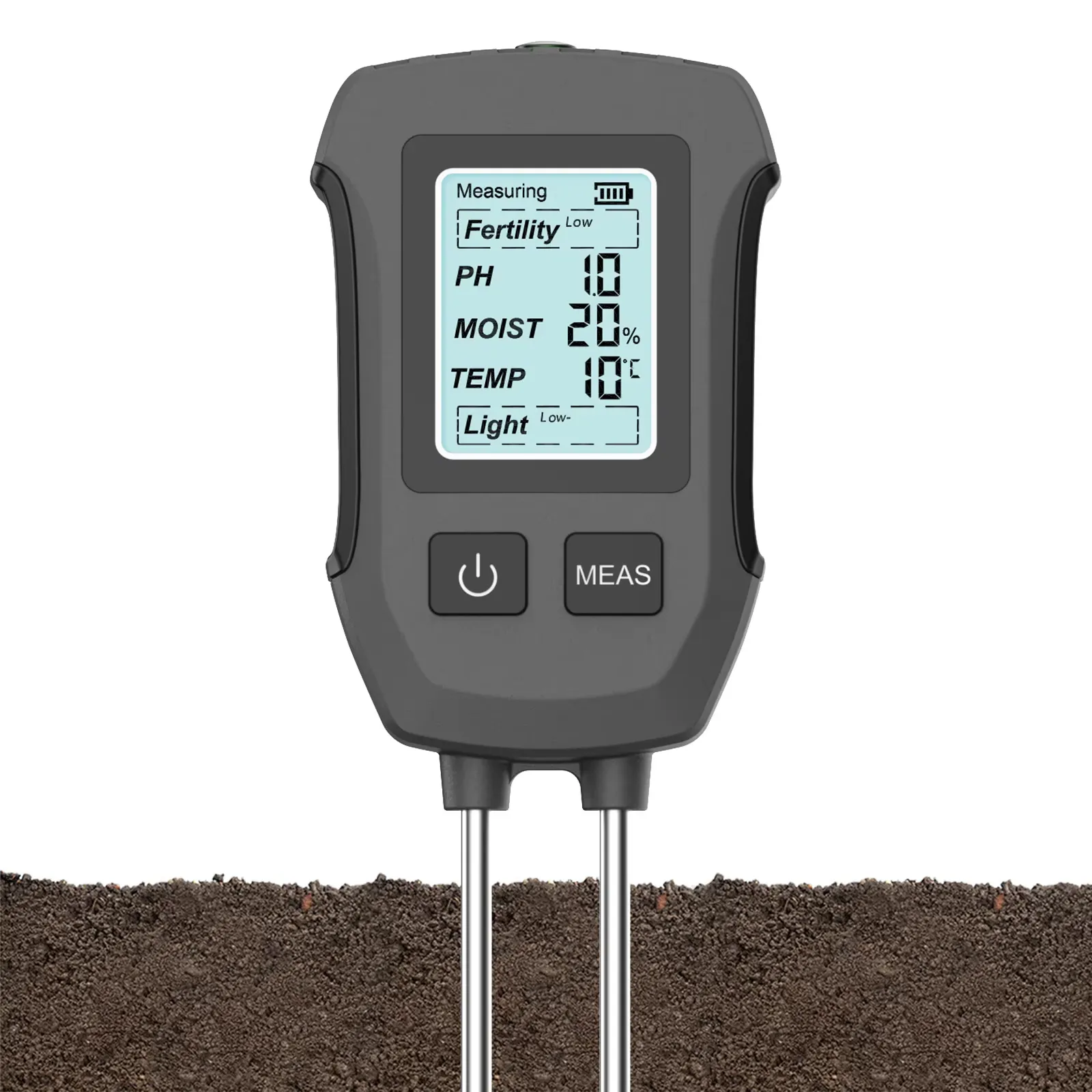 5 in 1 Soil Tester PH Moisture Temp Fertility Light Sensor Digital LCD Meter Humidity Monitor for Flower Plants Gardening Greenhouse