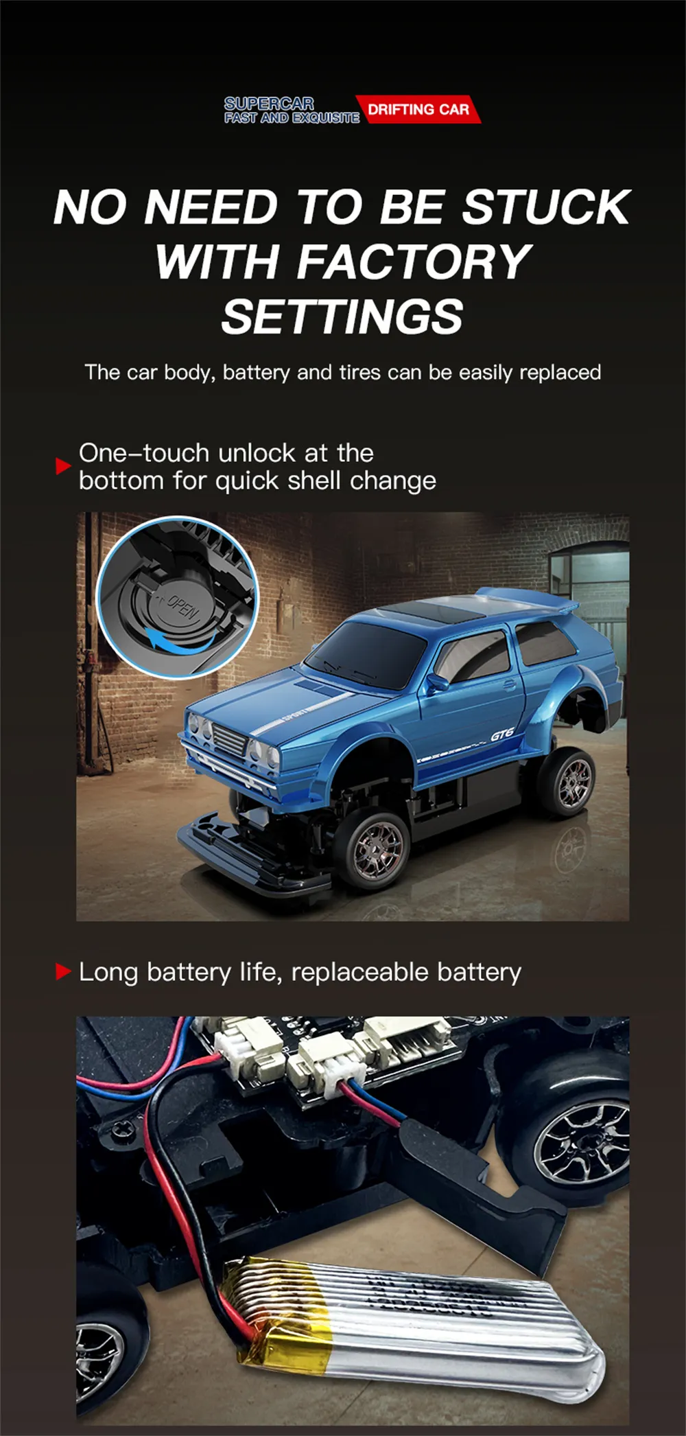 KFPLAN KF30 RTR 1/43 2.4G 4WD Drift RC Car Gyro Mini Race LED Light Radio Control High-Speed Motor On-Road Racing Vehicle Model Boys Gifts Toys