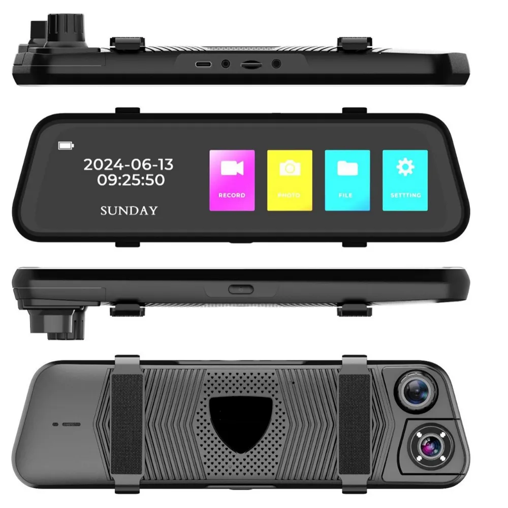9.66 Inch Car Dash Camera Three-Way Recording 1080P Front 720P Interior 720P Rear Wide Angle WiFi G-Sensor 128GB Support H.264 Video Compression 9.66 Inch Car Dash Camera Three-Way Recording 1080P Front 720P Interior 720P Rear Wide Angle WiFi G-Sensor 128GB Support H.264 Video Compression