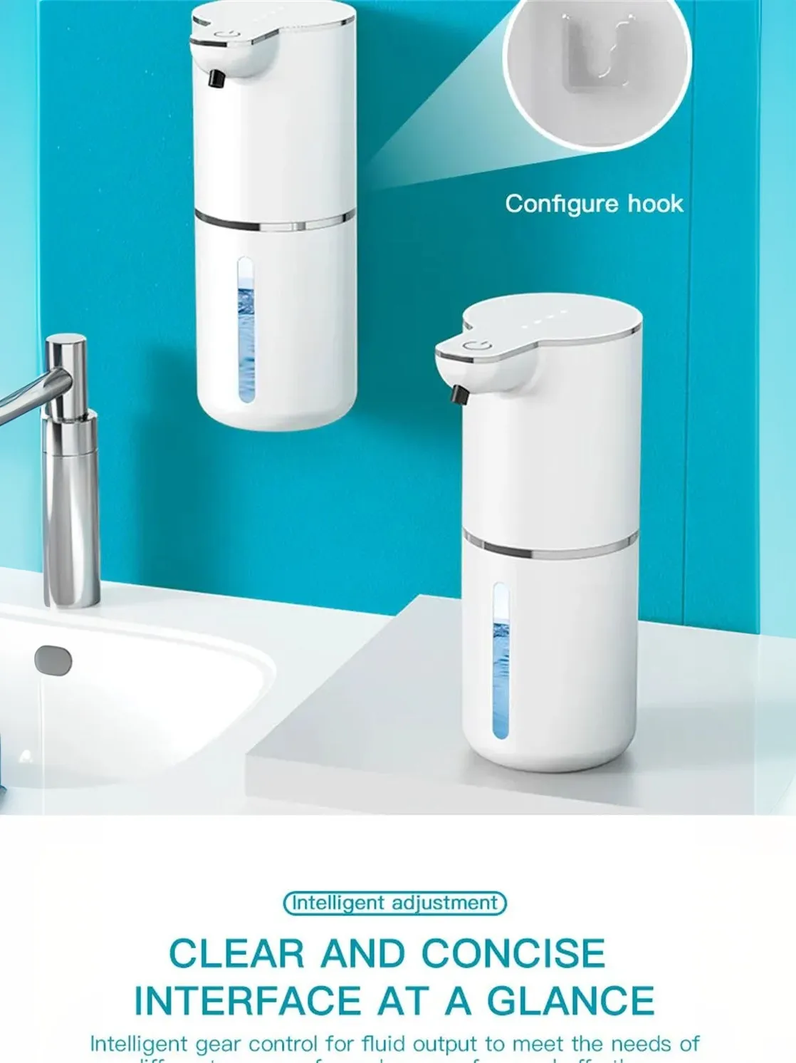 4 Level Automatic Soap Dispenser Touchless Foaming Soap Dispenser 350ML USB Rechargeable Electric Adjustable Foam Soap Dispenser