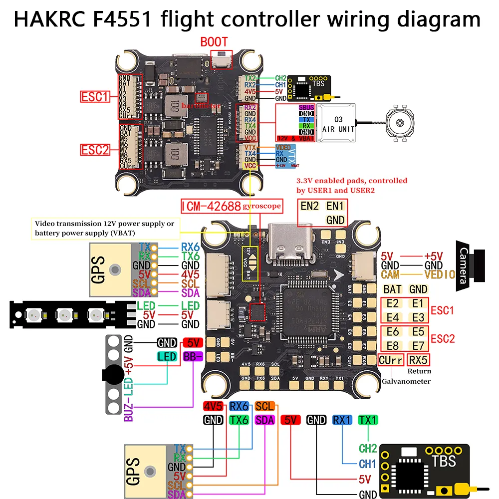 30.5mm*30.5mm HAKRC F4551 2-8S F405 V2 Flight Controller with 5V 12V BEC Output Barometer for RC FPV Racing Drones 30.5mm*30.5mm HAKRC F4551 2-8S F405 V2 Flight Controller with 5V 12V BEC Output Barometer for RC FPV Racing Drones