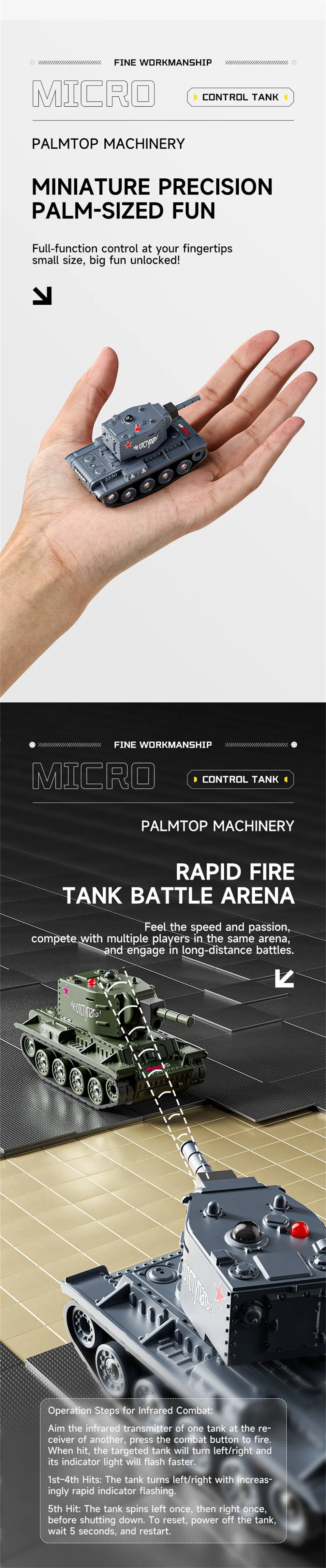 1/64 2.4G Mini RC Tank Desktop Simulation Battle Tracked Full Proportional Remote Control Shooting Vehicles Models with Infrared Combat 360° Rotating Turret Micro Toys 1/64 2.4G Mini RC Tank Desktop Simulation Battle Tracked Full Proportional Remote Control Shooting Vehicles Models with Infrared Combat 360° Rotating Turret Micro Toys