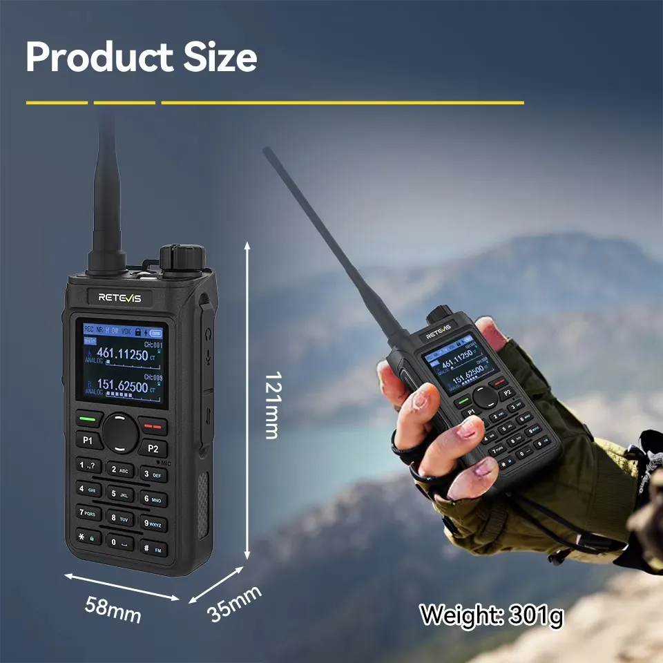 Retevis C62 5W Long Range Walkie Talkie VHF/UHF Dual Mode Professional Two-Way Radio for Camping Retevis C62 5W Long Range Walkie Talkie VHF/UHF Dual Mode Professional Two-Way Radio for Camping
