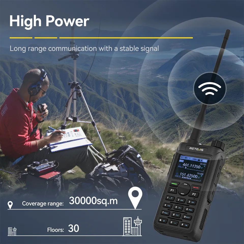 Retevis C62 5W Long Range Walkie Talkie VHF/UHF Dual Mode Professional Two-Way Radio for Camping Retevis C62 5W Long Range Walkie Talkie VHF/UHF Dual Mode Professional Two-Way Radio for Camping