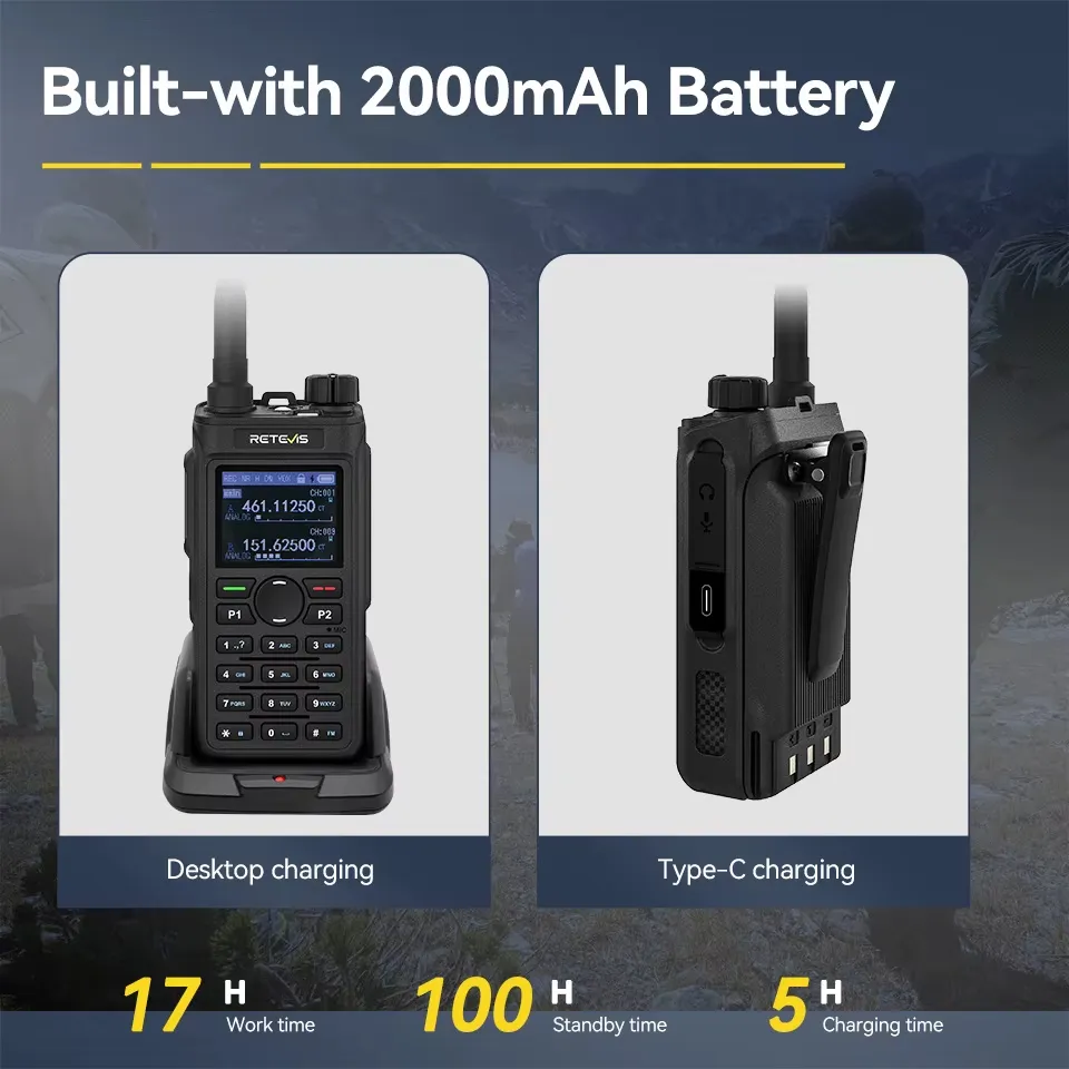 Retevis C62 5W Long Range Walkie Talkie VHF/UHF Dual Mode Professional Two-Way Radio for Camping Retevis C62 5W Long Range Walkie Talkie VHF/UHF Dual Mode Professional Two-Way Radio for Camping