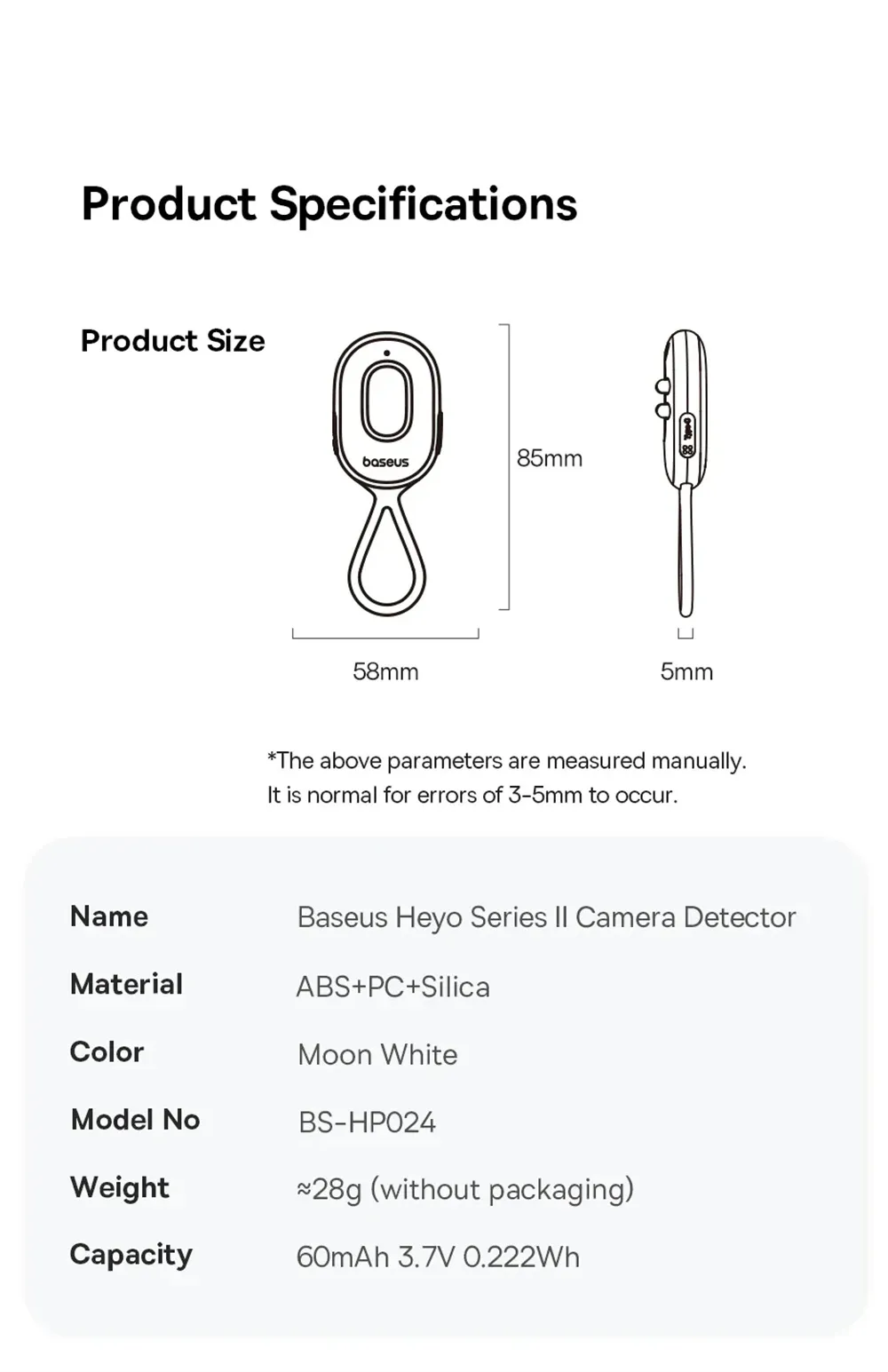 Baseus Security Camera Detector Rechargeable Anti Spy RF Signal Finder Alarm for Home Office Travel Baseus Security Camera Detector Rechargeable Anti Spy RF Signal Finder Alarm for Home Office Travel