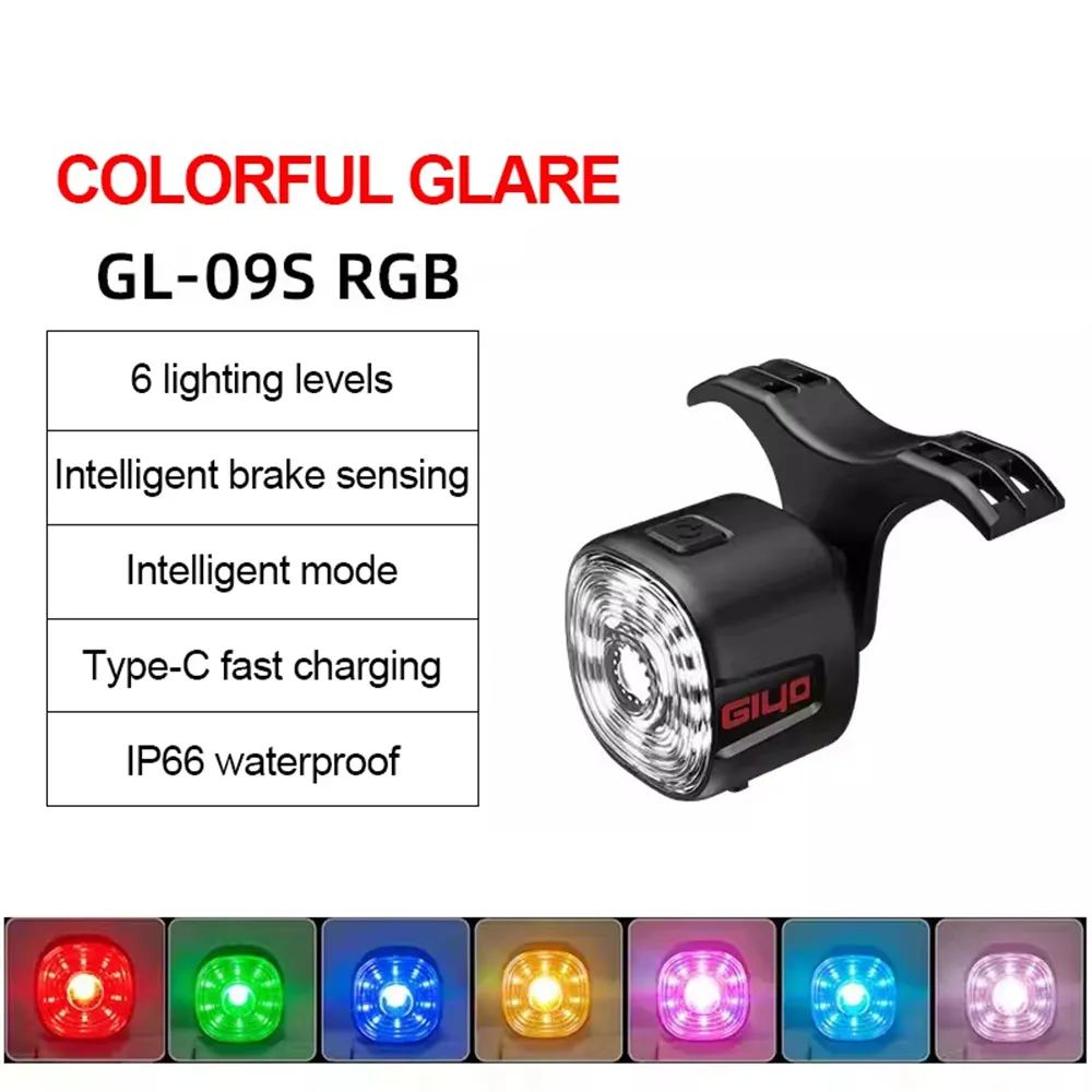 GIYO Smart Brake Sensing RGB Bicycle Taillight Waterproof Warning Flash Lamp USB Charge Bike Rear Light for Outdoor MTB Night Riding Safting GIYO Smart Brake Sensing RGB Bicycle Taillight Waterproof Warning Flash Lamp USB Charge Bike Rear Light for Outdoor MTB Night Riding Safting
