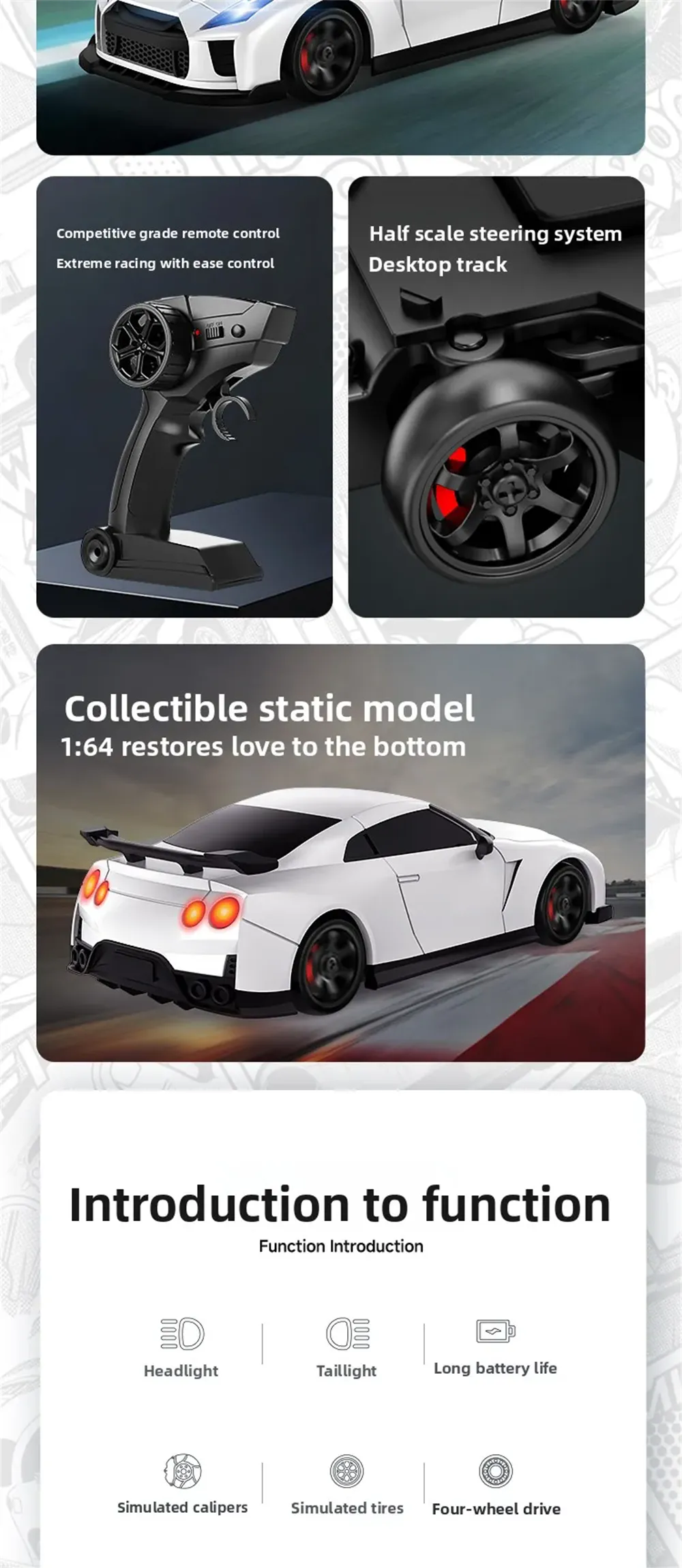 MCARRO MC061 RTR 1/64 2.4G 4WD Mini Drift RC Car Sports LED Light High Speed On-Road Micro Racing Remote Control Vehicles Models Desktop Ornaments Toys MCARRO MC061 RTR 1/64 2.4G 4WD Mini Drift RC Car Sports LED Light High Speed On-Road Micro Racing Remote Control Vehicles Models Desktop Ornaments Toys