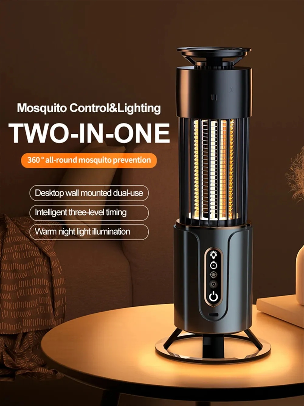 2 in 1 Strong Electric Shock Mosquito Killer Lamp 2000V High Power LED UV Light Portable Night Light Indoor Outdoor Bug Zapper Camping Lantern