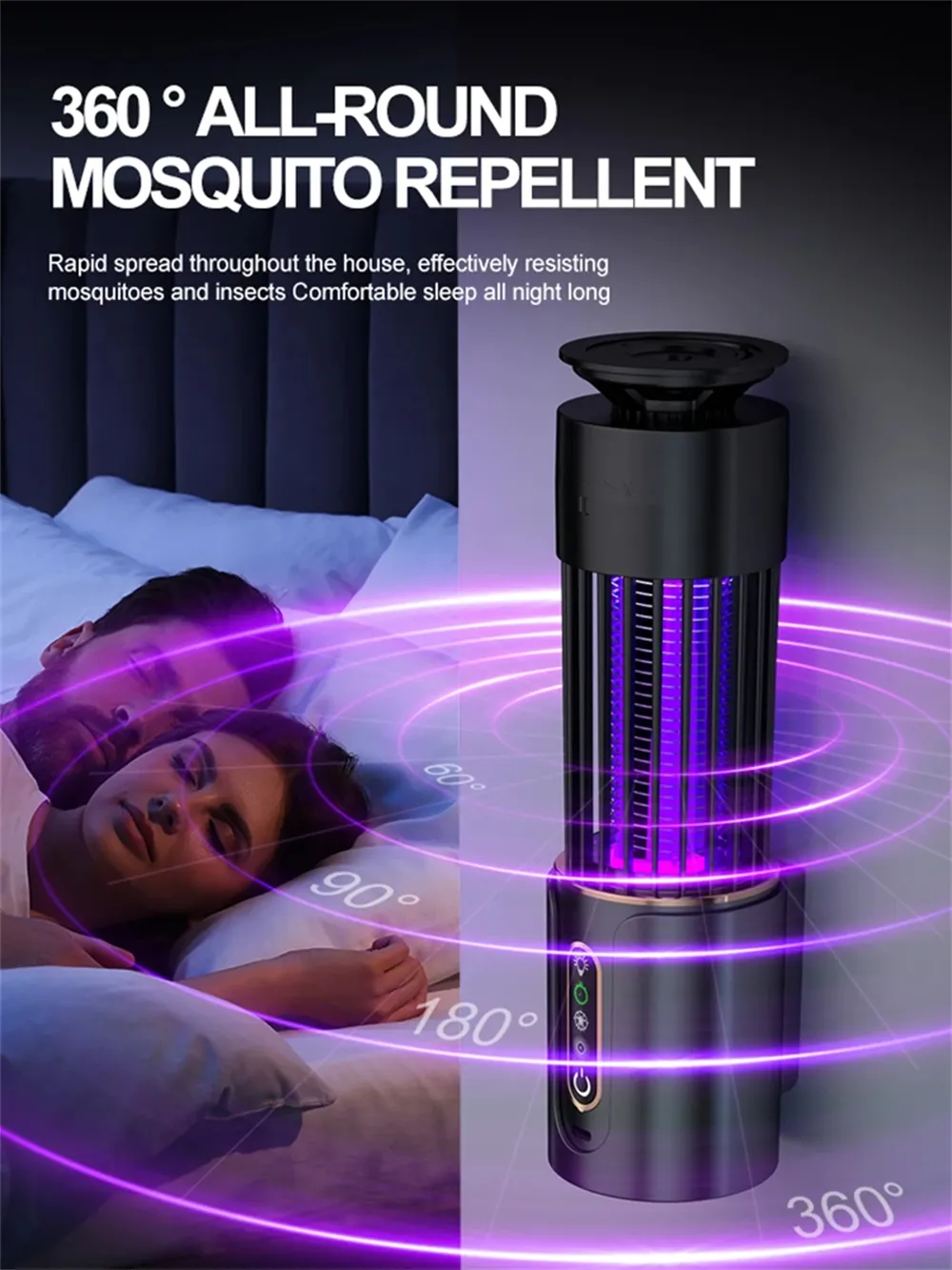 2 in 1 Strong Electric Shock Mosquito Killer Lamp 2000V High Power LED UV Light Portable Night Light Indoor Outdoor Bug Zapper Camping Lantern