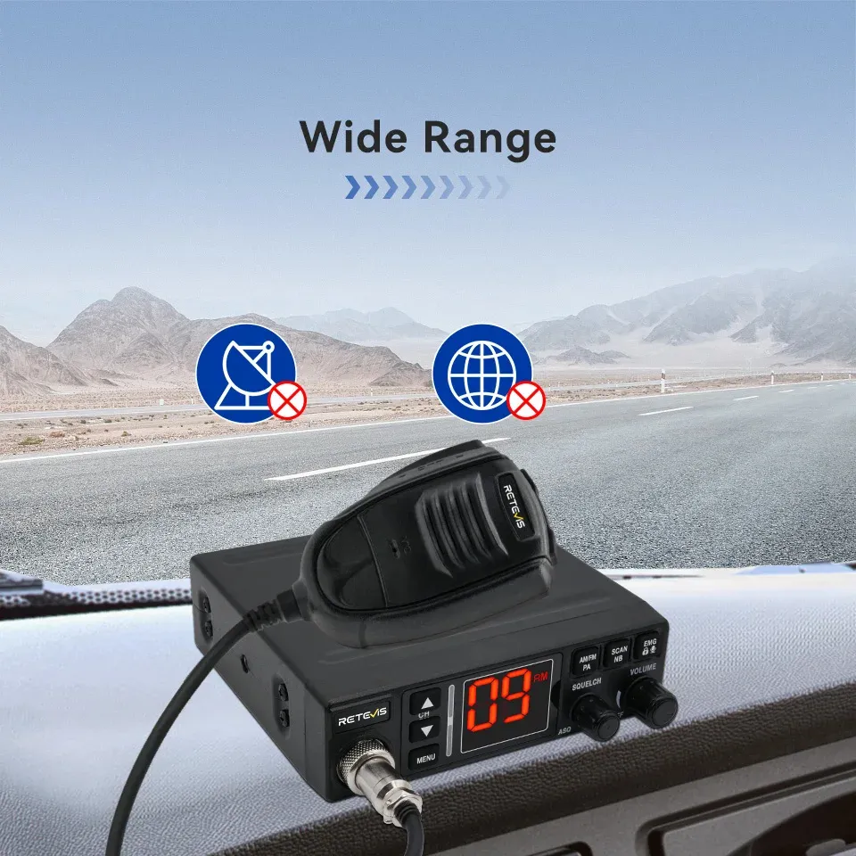 Retevis MB63A CB Car Radio 12/24V Power AMFM 40 Channels Emergency 9/19 Long Range Professional Communicator Compact Mobile Radio Station Retevis MB63A CB Car Radio 12/24V Power AMFM 40 Channels Emergency 9/19 Long Range Professional Communicator Compact Mobile Radio Station