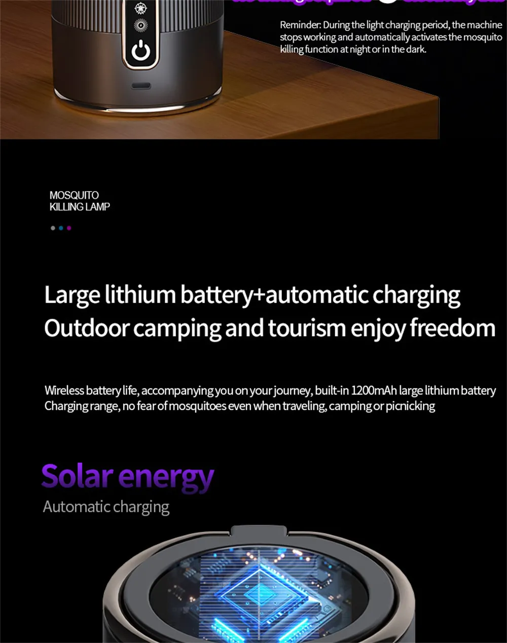 2 in 1 Solar Powered Mosquito Killer Lamp LED Lighting 1200mAh Lithium Battery 2500V High-voltage Efficient Bug Zapper Outdoor Camping Night Light 2 in 1 Solar Powered Mosquito Killer Lamp LED Lighting 1200mAh Lithium Battery 2500V High-voltage Efficient Bug Zapper Outdoor Camping Night Light