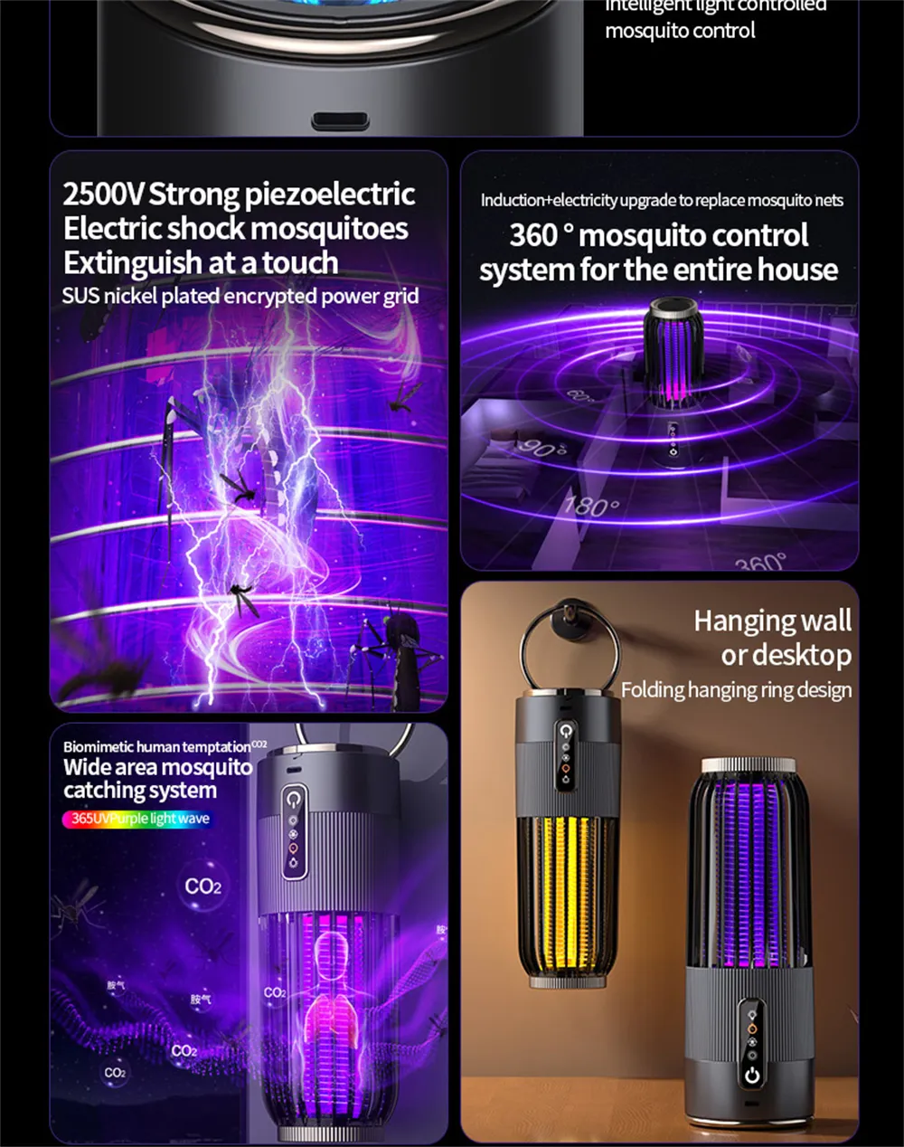 2 in 1 Solar Powered Mosquito Killer Lamp LED Lighting 1200mAh Lithium Battery 2500V High-voltage Efficient Bug Zapper Outdoor Camping Night Light 2 in 1 Solar Powered Mosquito Killer Lamp LED Lighting 1200mAh Lithium Battery 2500V High-voltage Efficient Bug Zapper Outdoor Camping Night Light