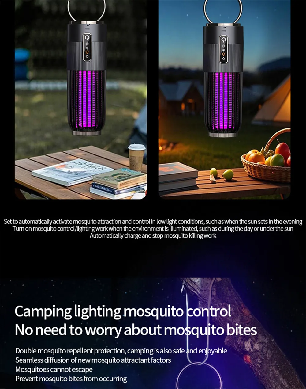 2 in 1 Solar Powered Mosquito Killer Lamp LED Lighting 1200mAh Lithium Battery 2500V High-voltage Efficient Bug Zapper Outdoor Camping Night Light 2 in 1 Solar Powered Mosquito Killer Lamp LED Lighting 1200mAh Lithium Battery 2500V High-voltage Efficient Bug Zapper Outdoor Camping Night Light